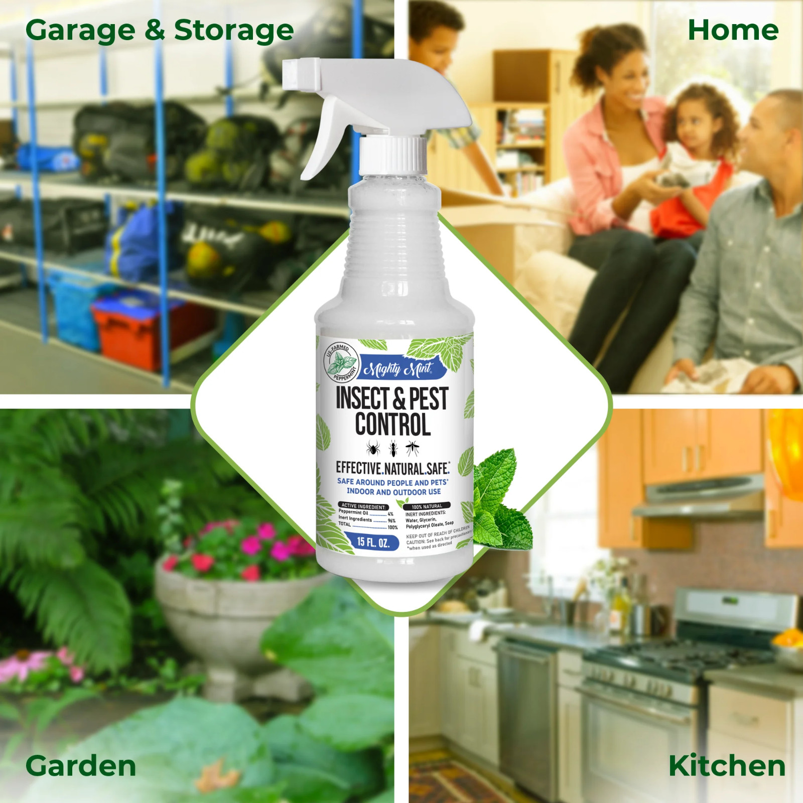 Mighty Mint Insect & Pest Control Spray 15 oz Natural Peppermint Oil Repellent
