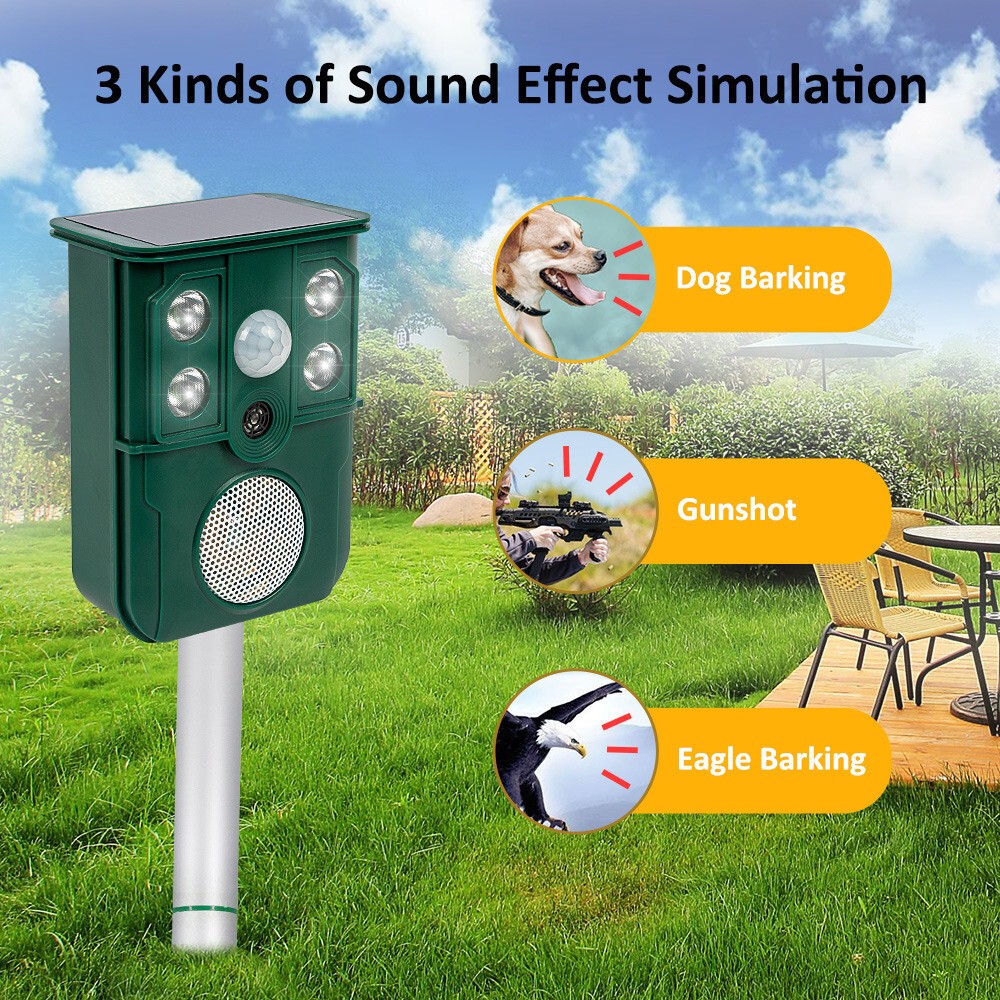 1pcs Smart Ultrasonic Animal Repeller Outdoor Solar