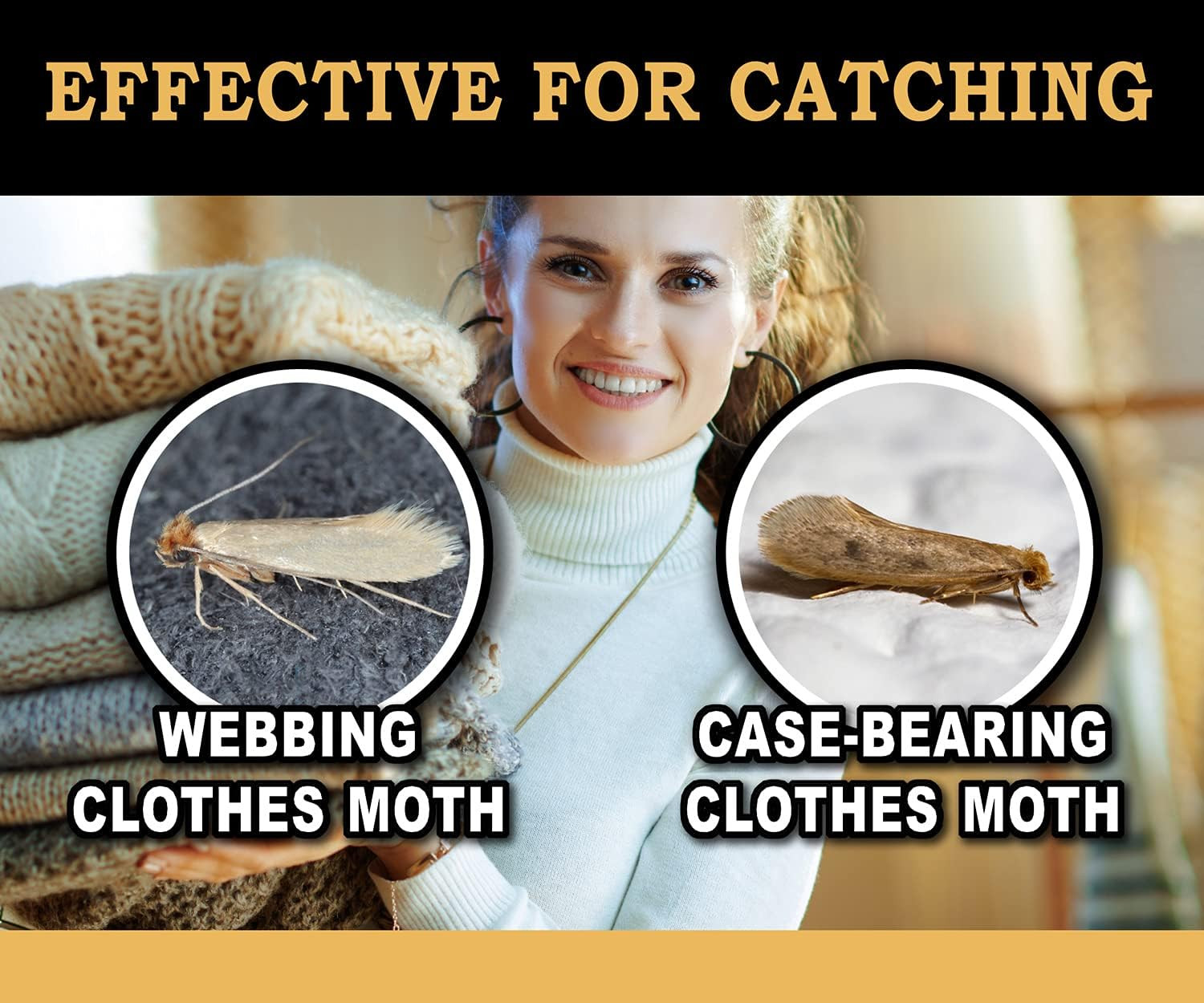 Clothes Moth Traps (12+2 Free) – Extra Strength Pheromones, Non-Toxic Sticky Glu