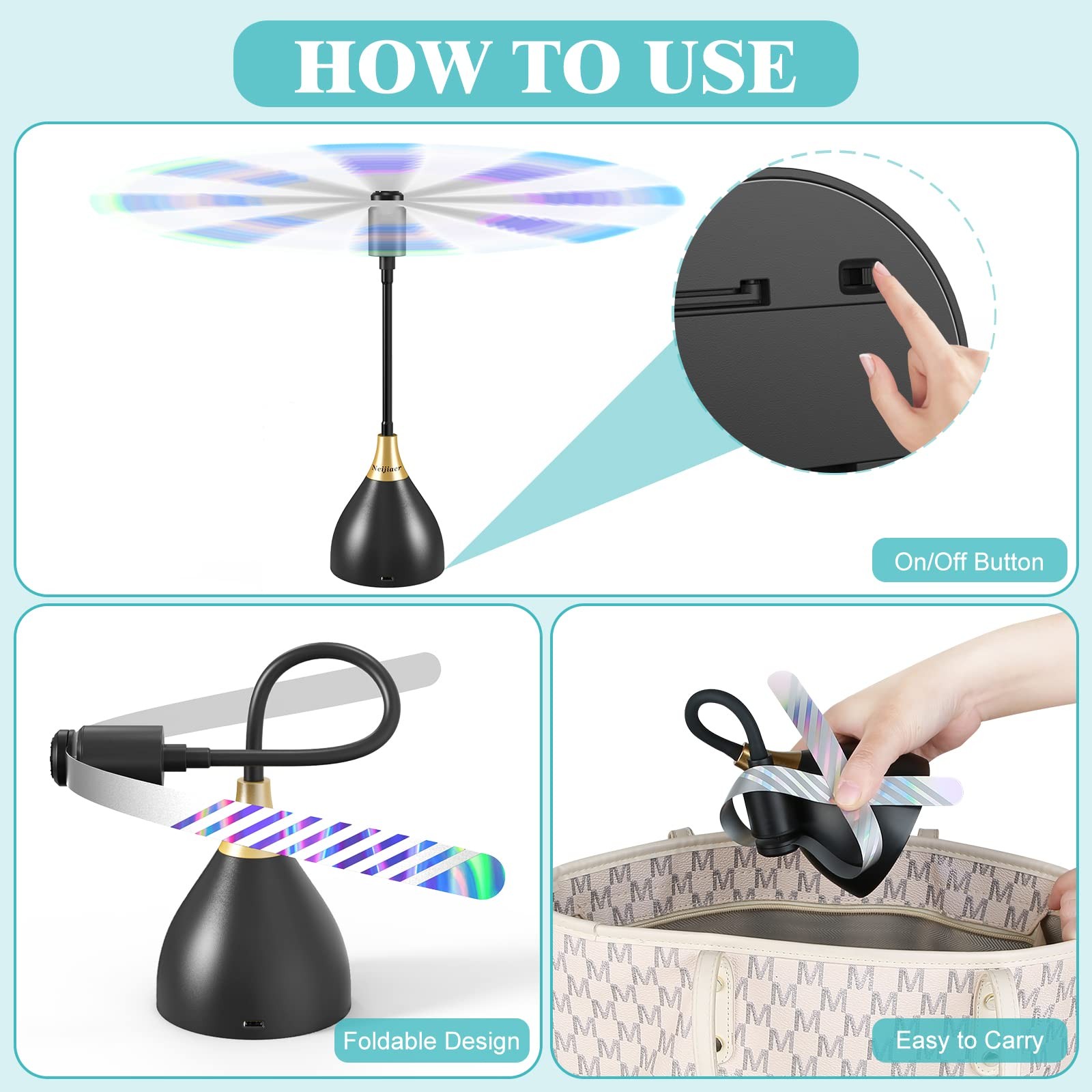 FLY FANS Repellent Spinner for Tables Soundless Outdoor Indoor 4 Pack NEIJIAER
