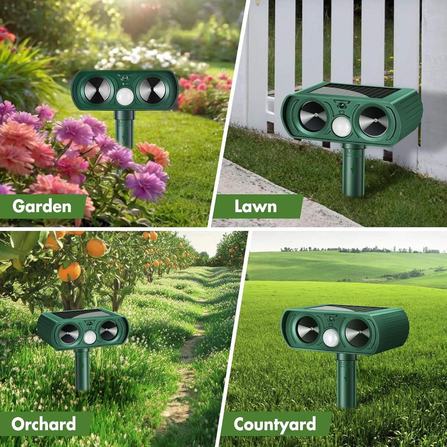 4/6 Pack Solar Ultrasonic Animal Repellent Dog Skunk Deer Raccoon For Garden US