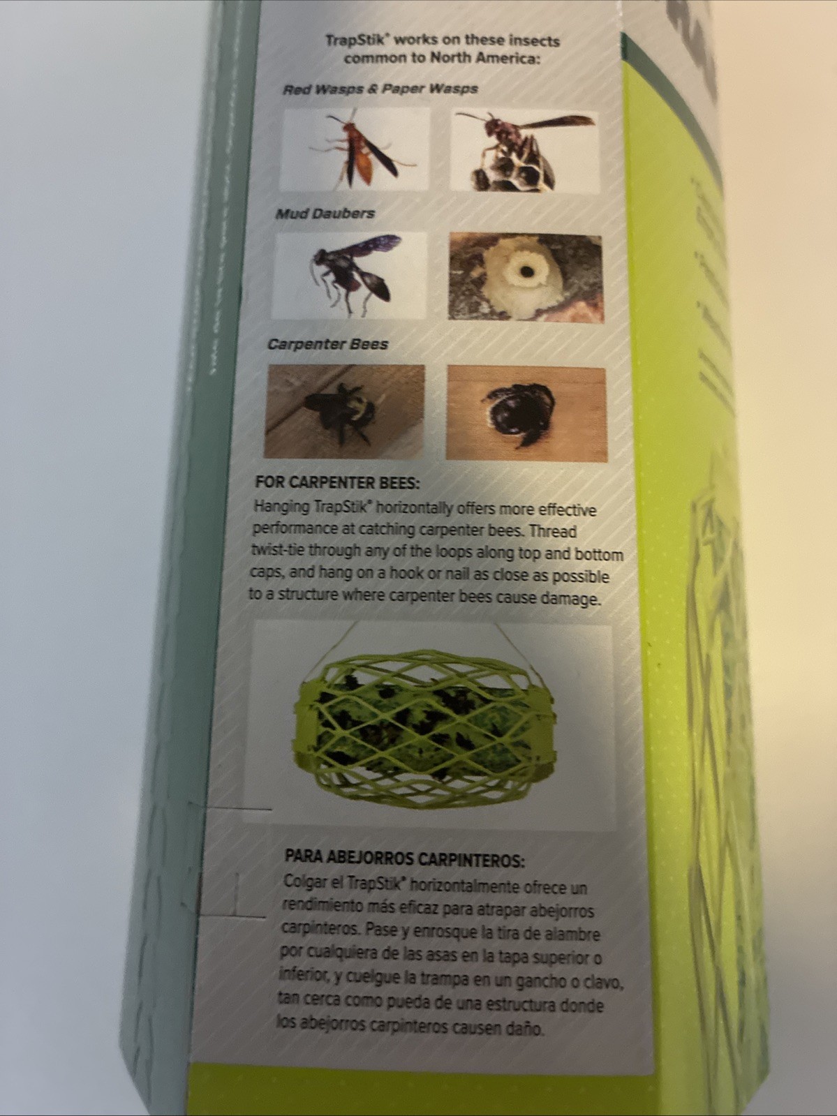 TrapStik Wasps Mud Daubers Carpenter Bees Hanging Trap – Rescue! No Pesticides!