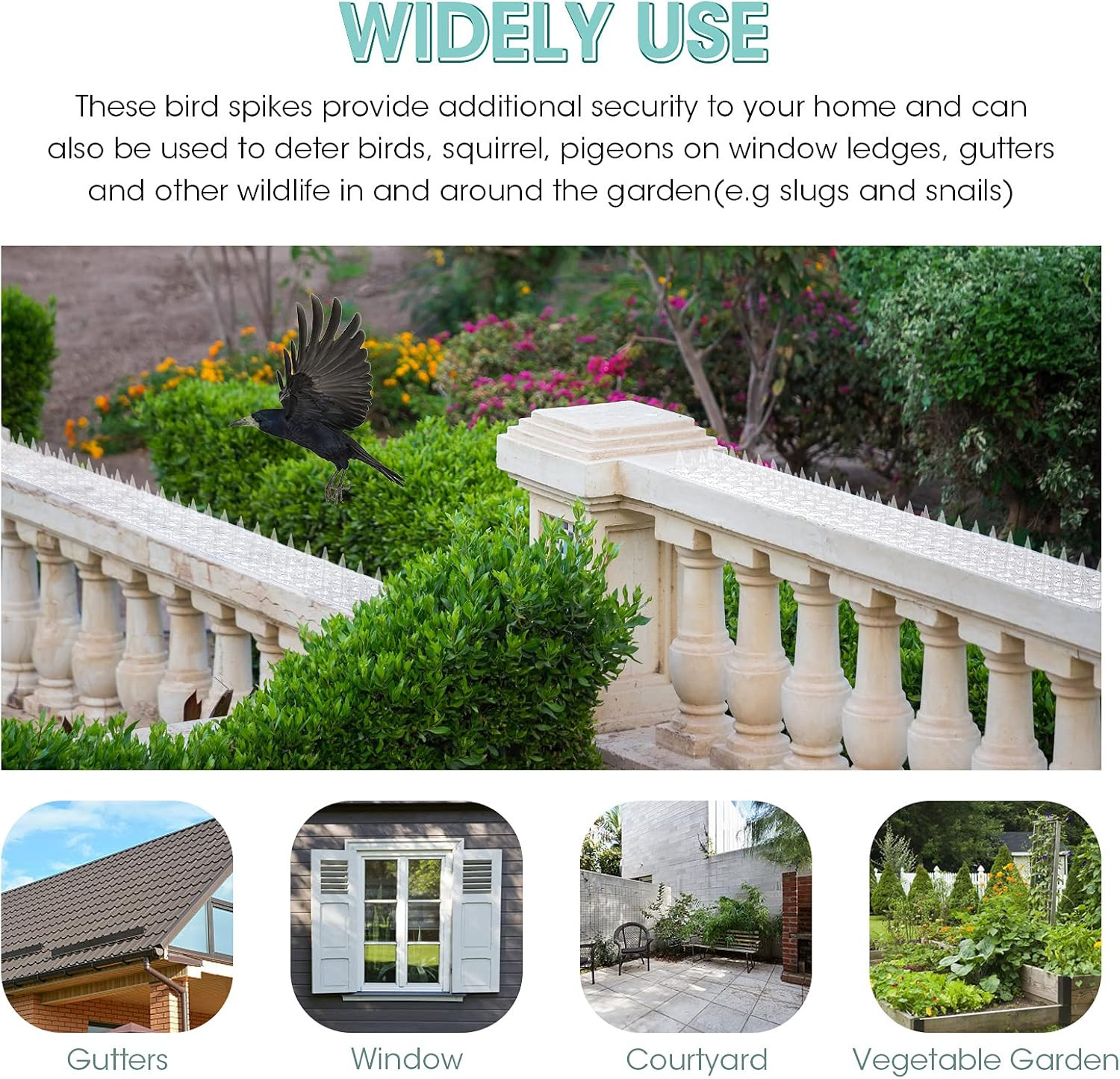 24 Pack Clear Transparent PVC Bird Spike Strips for outside Fences and Roofs to