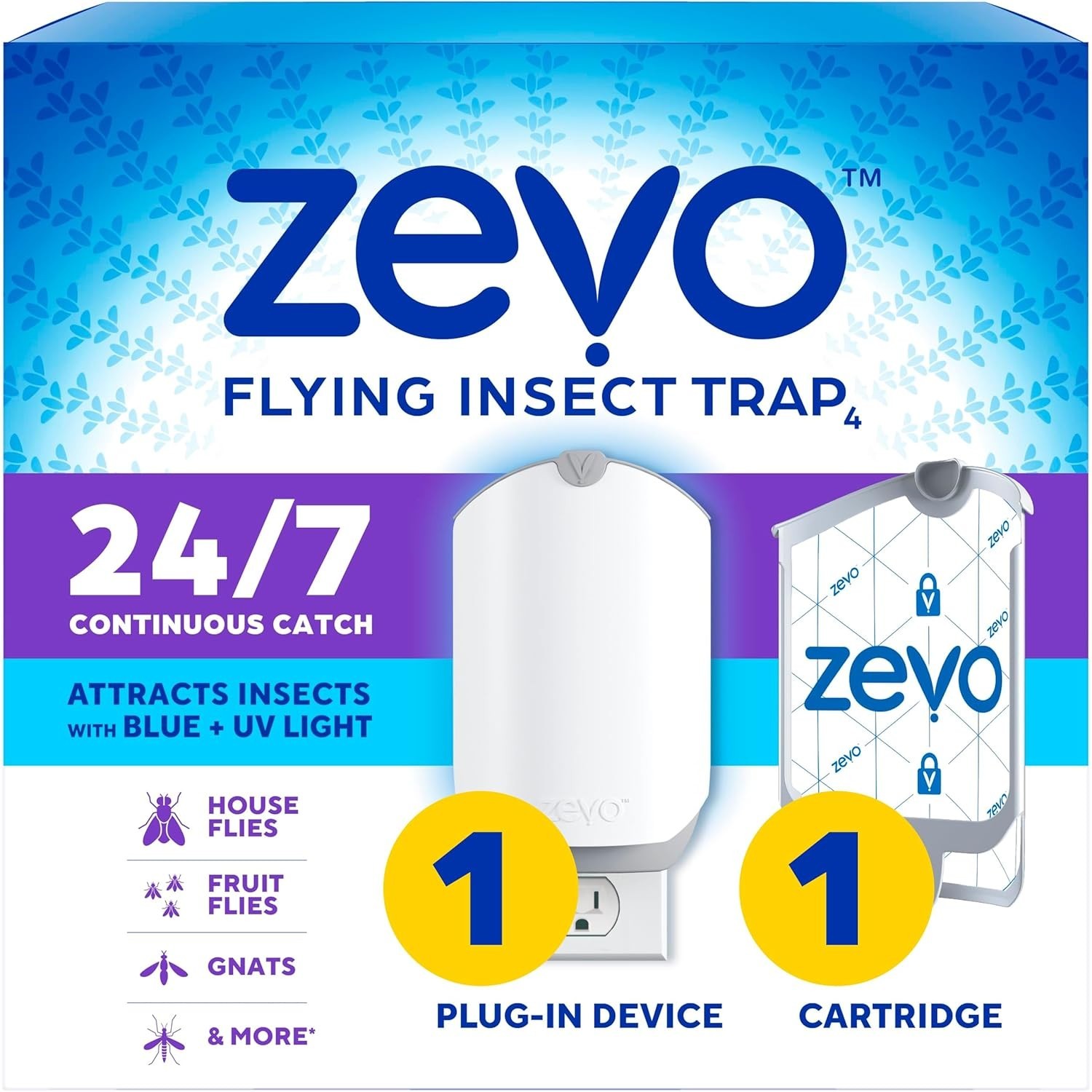 24/7 Flying Insect Trap & Cartridge – Plug-in UV Bug Catcher for Every Room