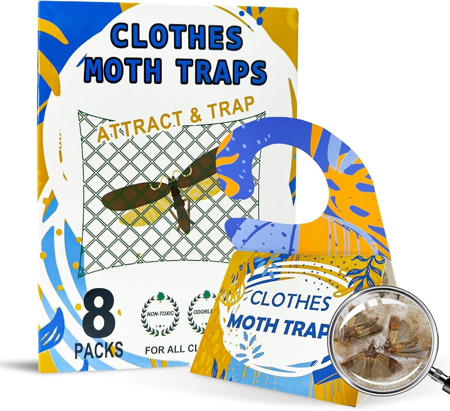 8 Pack Non-Toxic Clothing Moth Traps with Pheromone Attractant, Easy Use