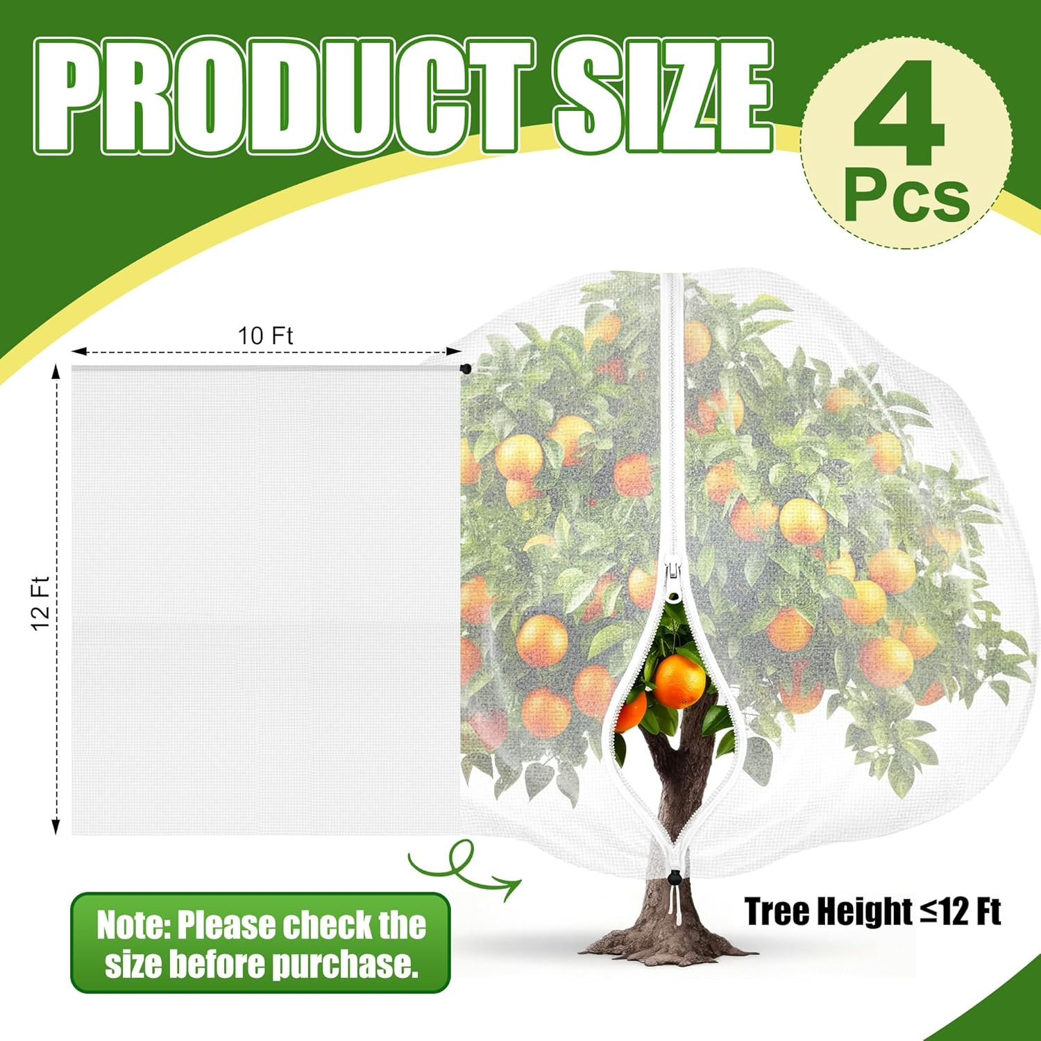 4 Pcs Extra Large 12 X 10 Ft Bird Netting for Garden Fruit Tree Plant Protection