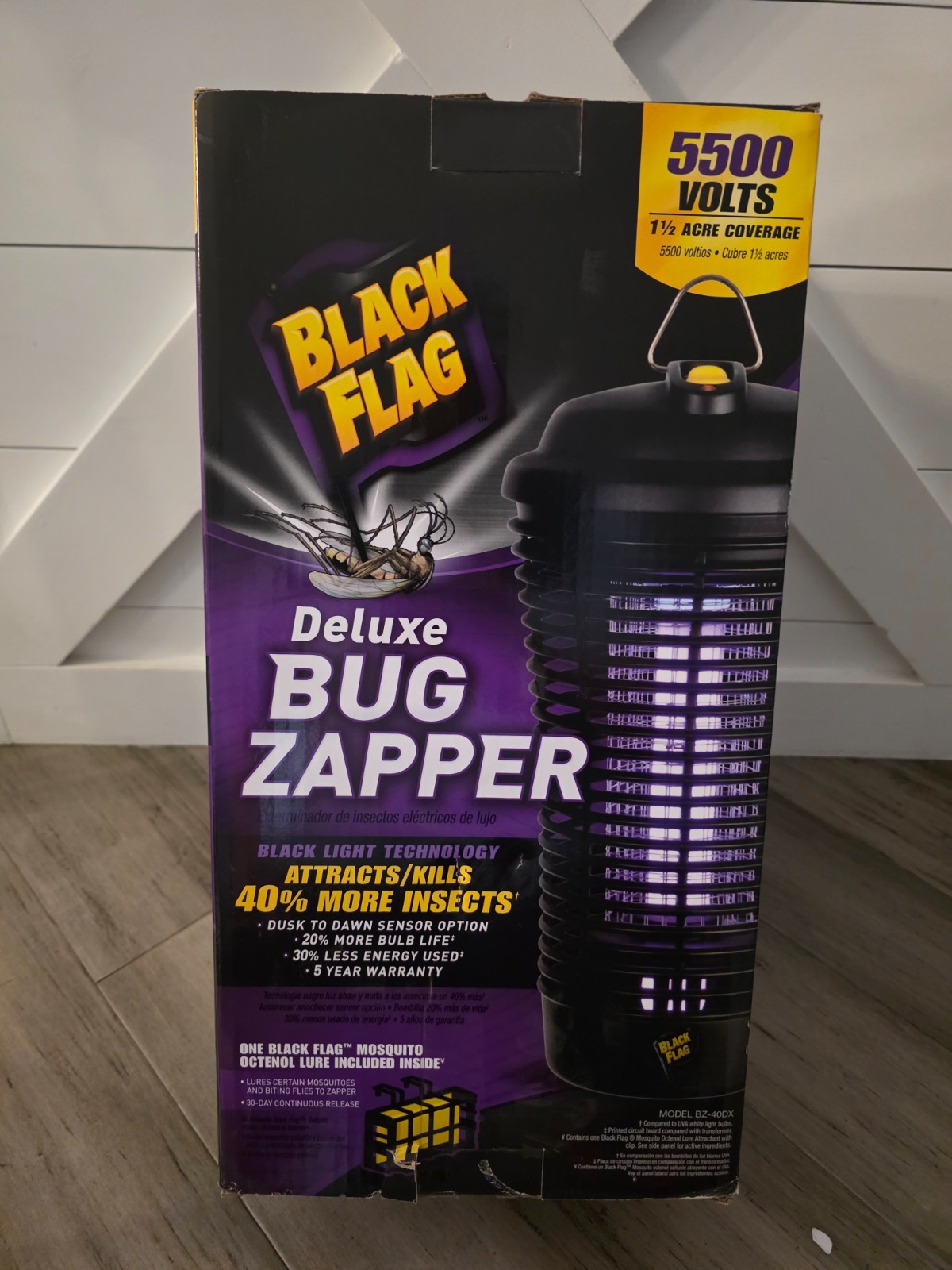 🔥NEW Black Flag Deluxe Bug Zapper 40 Watt Black Light Dusk Dawn Sensor BZ-40DX