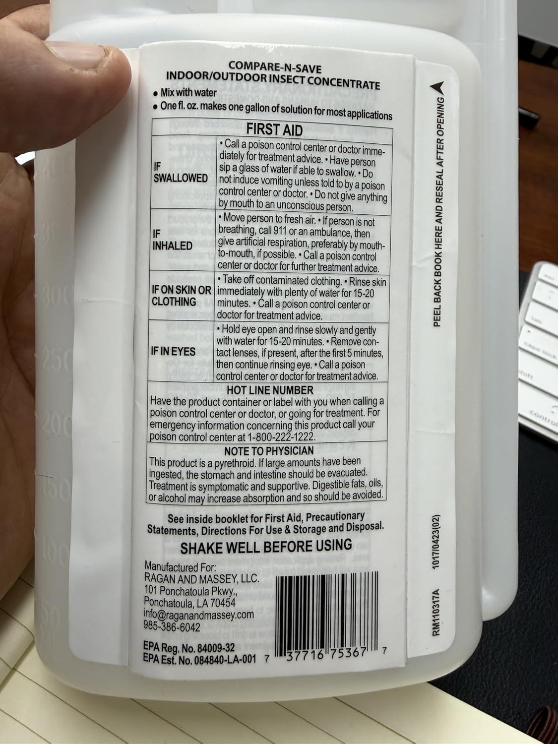 Concentrate Indoor Outdoor Insecticide 16oz Bifenthrin Pest Control Spray