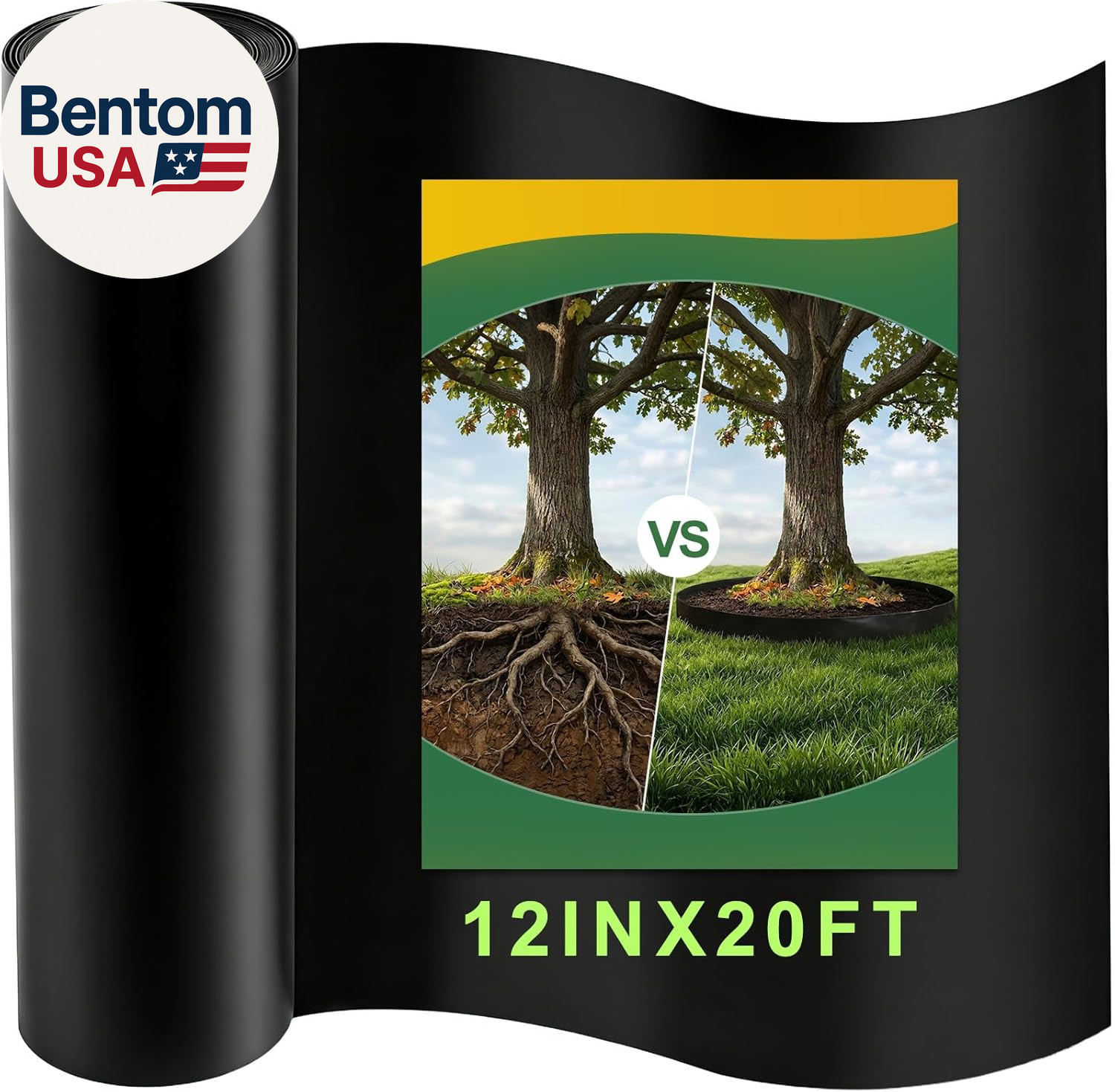 Tree Root Barrier 12In X 20Ft X 60Mil, Heavy-Duty Recycled HDPE Root Blocker Rol