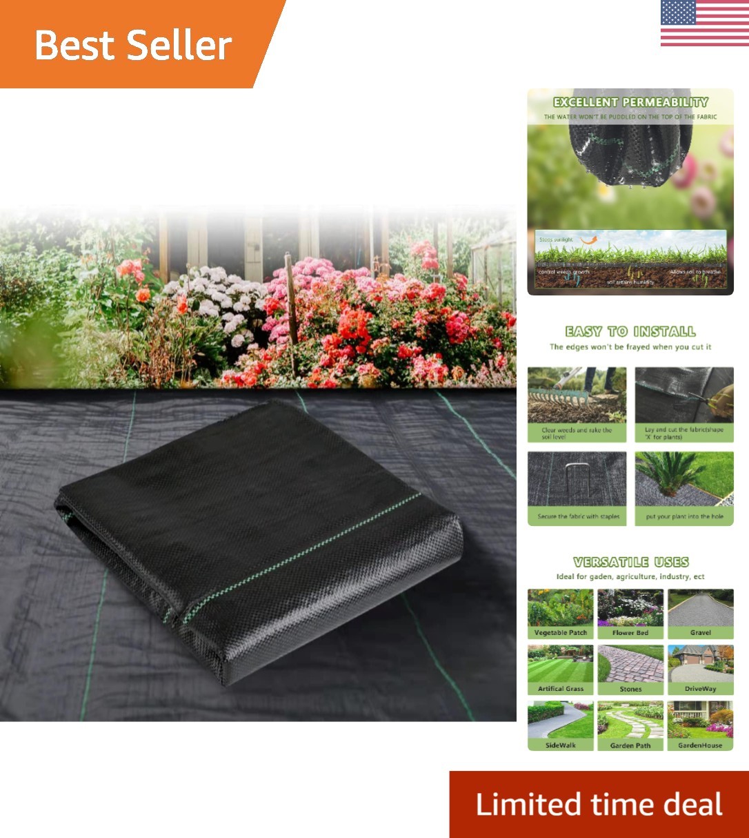 Durable 3ft x 50ft Weed Blocking Fabric for Gardens & Driveways – Easy Install