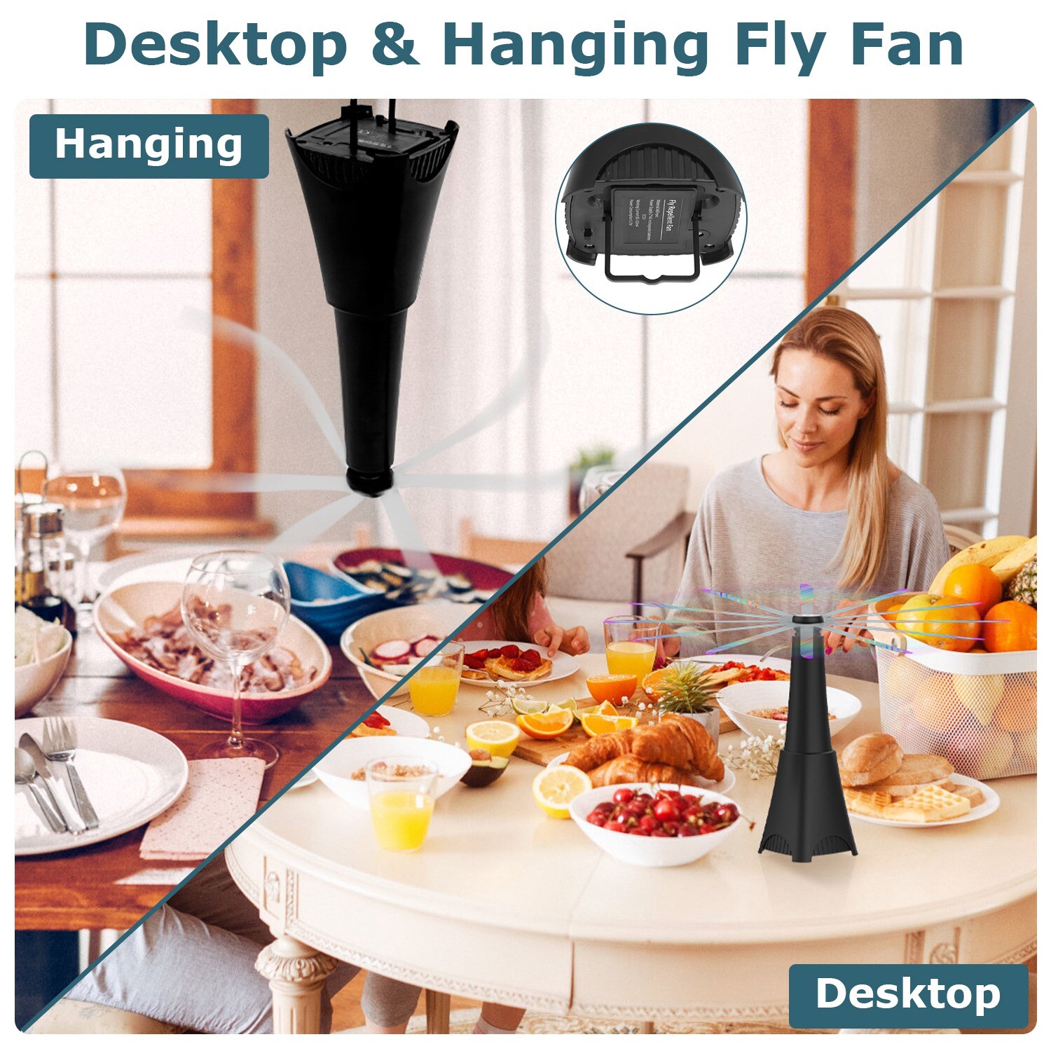 2PCS Rechargeable Fly Repellent Fans for Fly & Insect Bug Fan Table Top