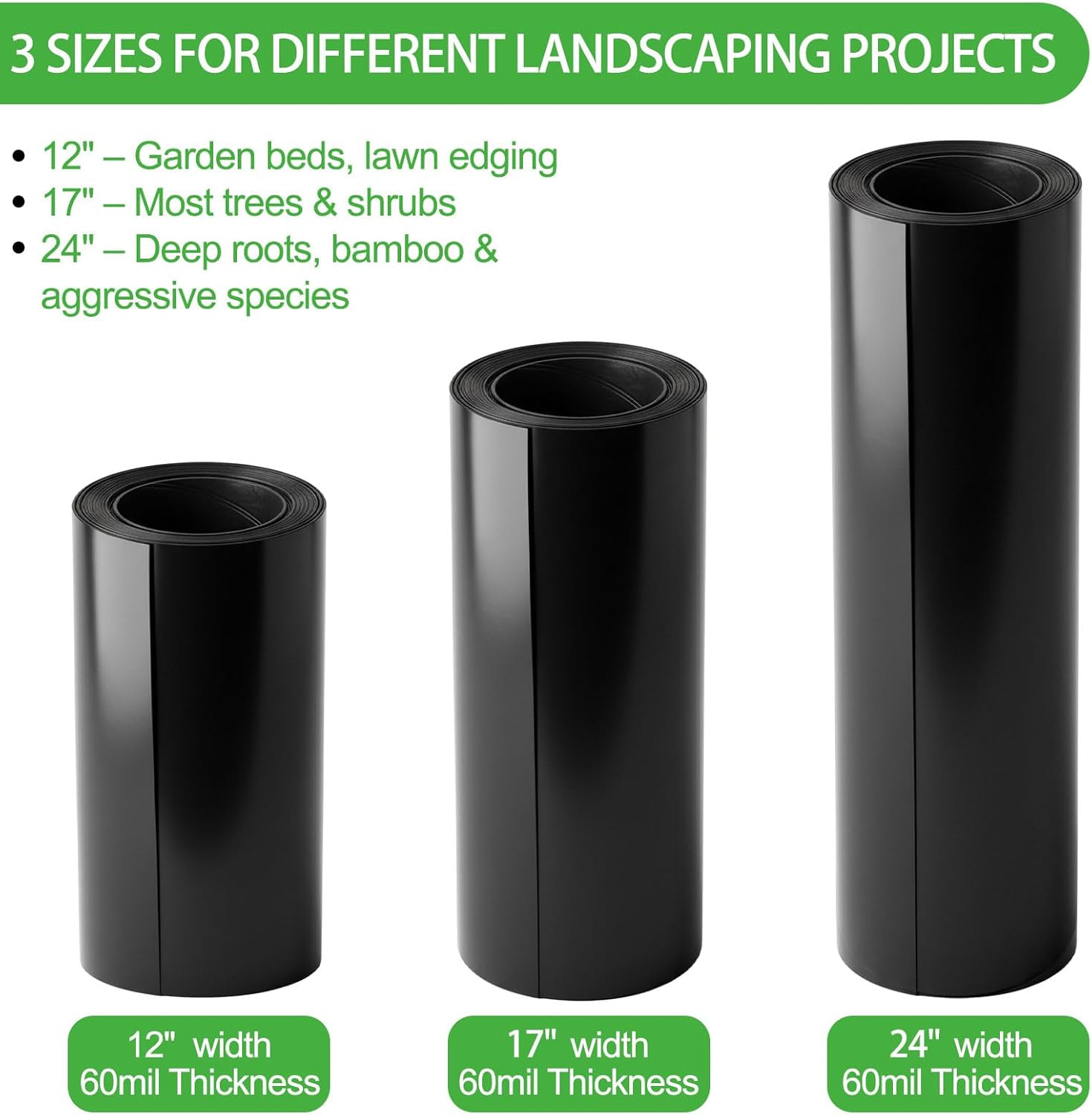 Tree Root Barrier 12In X 20Ft X 60Mil, Heavy-Duty Recycled HDPE Root Blocker Rol