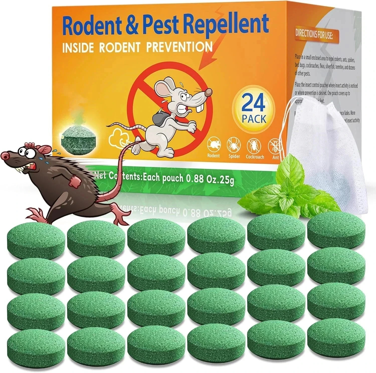 Natural Rodent Repellent Peppermint Sachets 24 Pack Mouse Mice Pest – US