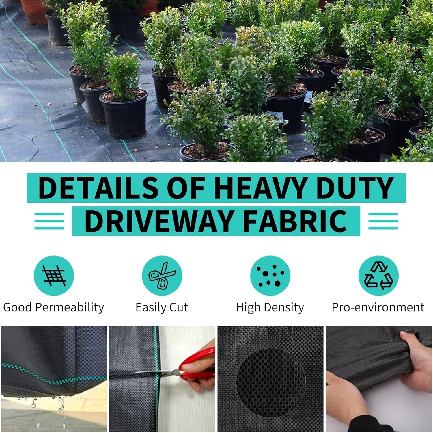 2.4/3.2oz Weed Barrier Fabric Woven Landscape Ground Cover Yard Weed Block Cloth