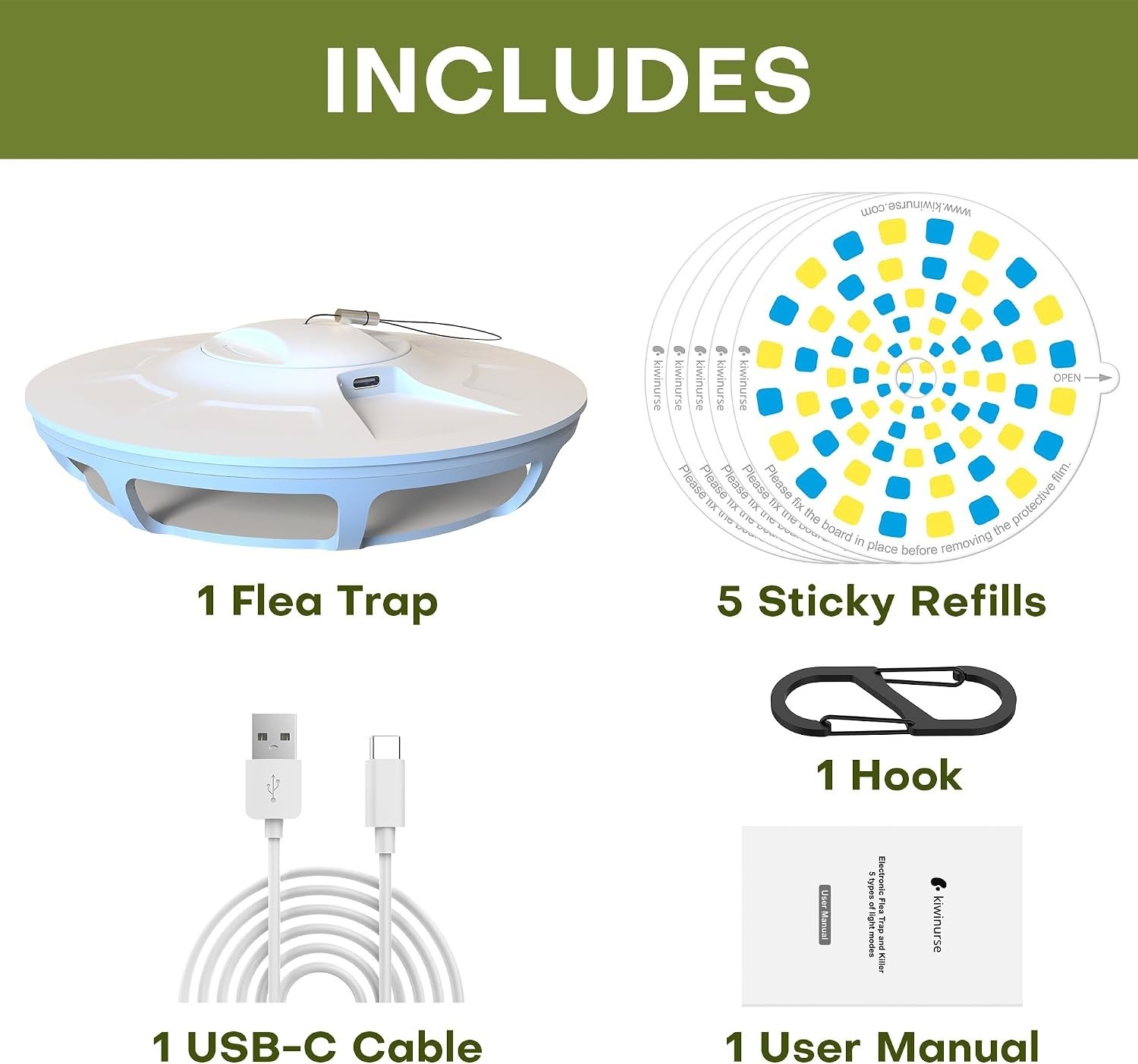 Indoor Portable Flea Trap with 5 Refill Pads, 9 Light Modes – Covers 600 ft²
