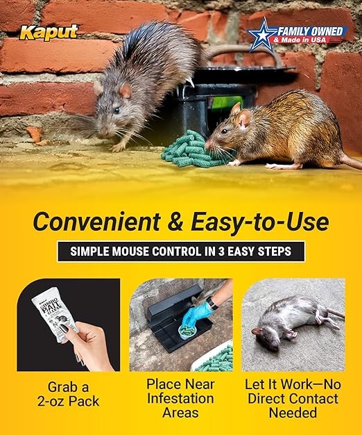250 PACK – Kaput Combo Mouse, Vole & Rat Packs to Control Rodents & Fleas