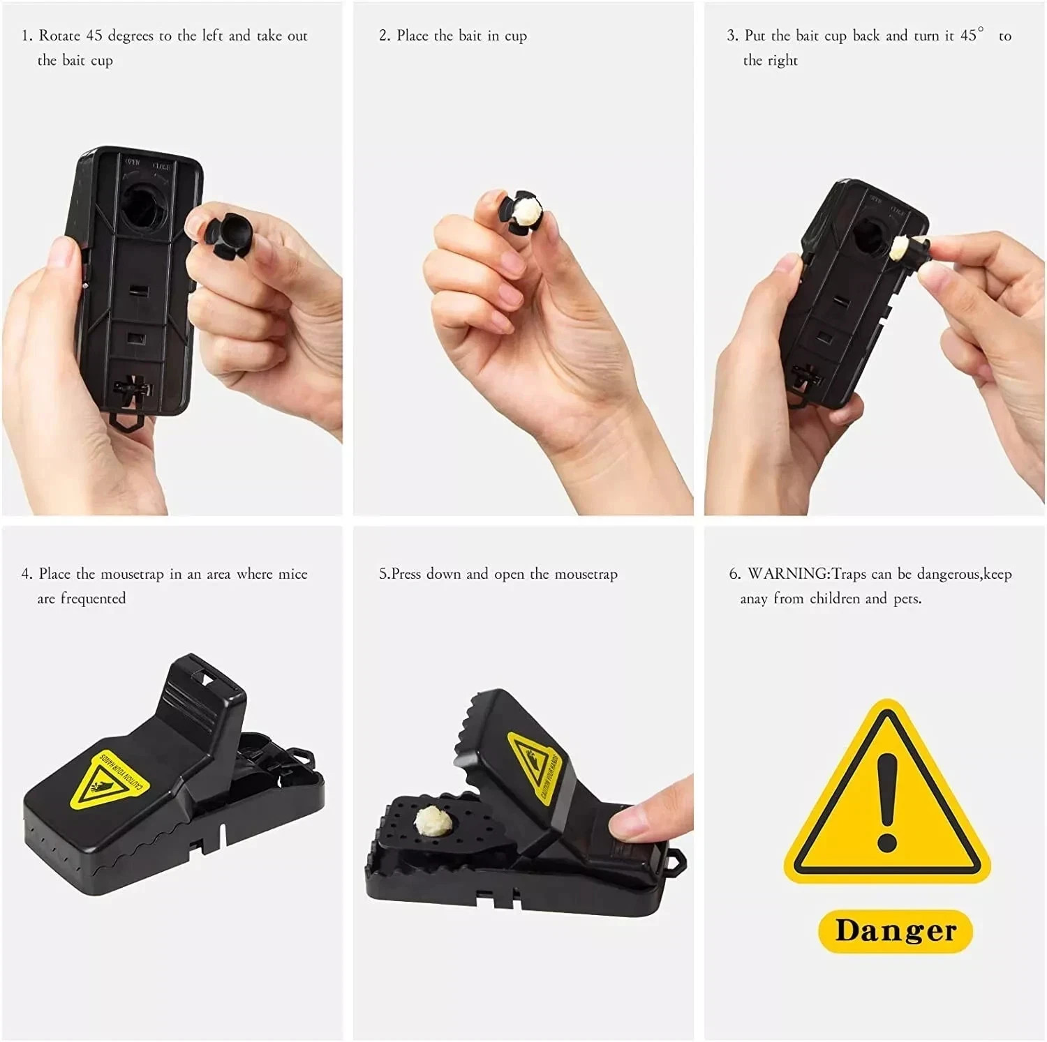 6 Pack Mouse Traps Rat Mice Killer Snap Trap Power Rodent Heavy Duty Pest Trap