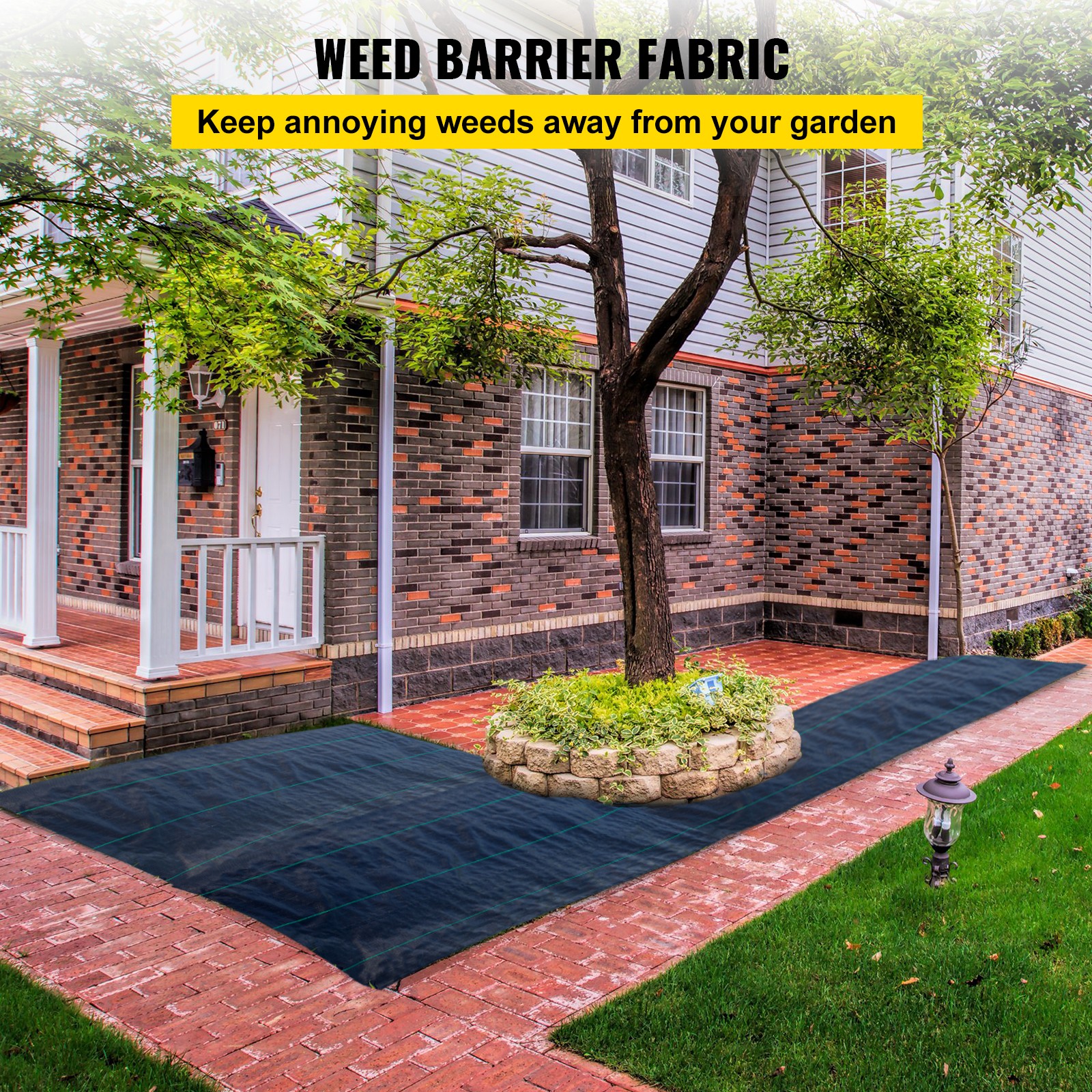 6.5′ x 300′ 3 oz Heavy Duty Woven Weed Barrier Fabric, Black Polypropylene