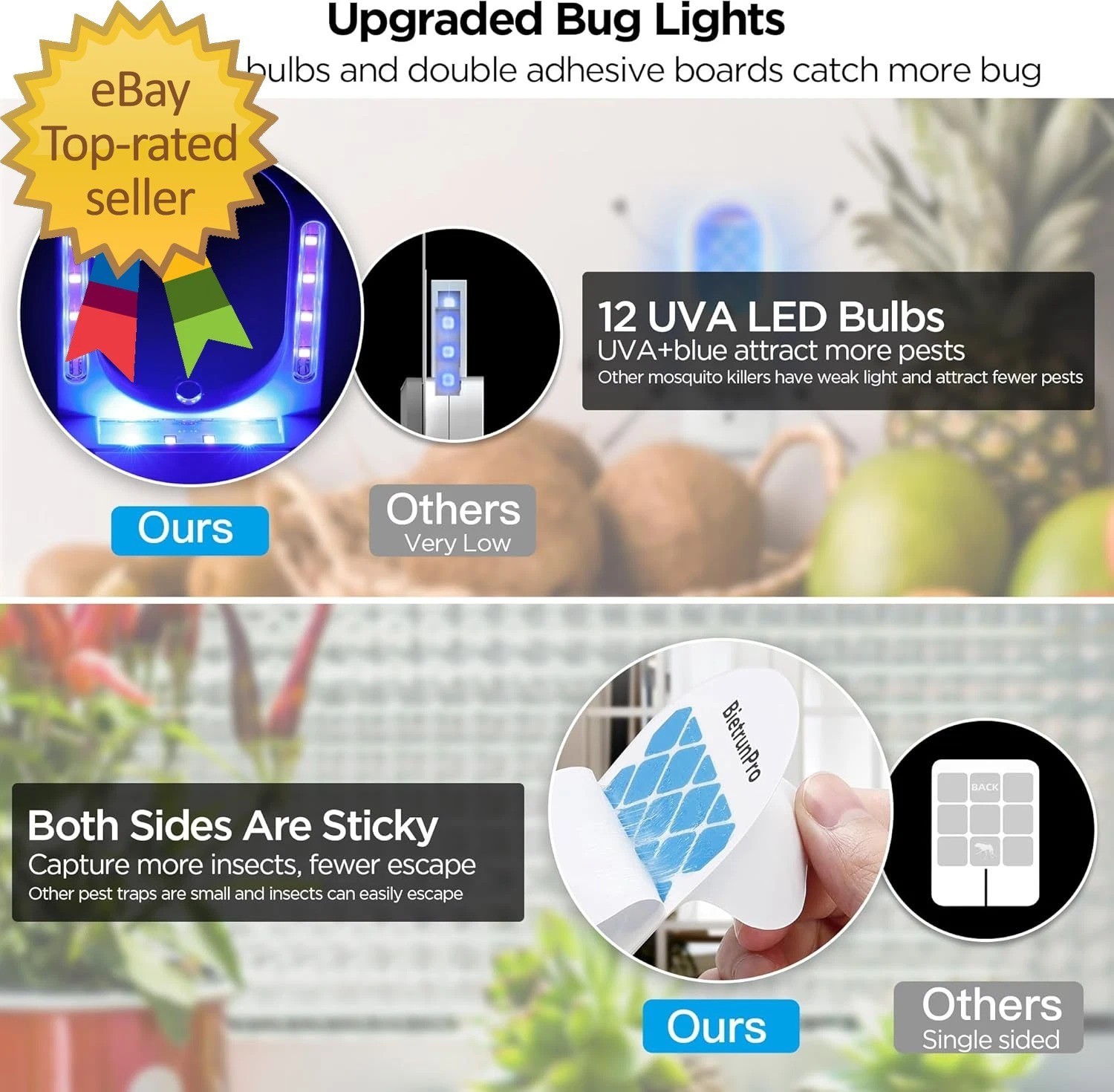 Fruit Fly Traps/Gnat Traps for Indoors Uv Blue Light Plug-In Gnats Killer