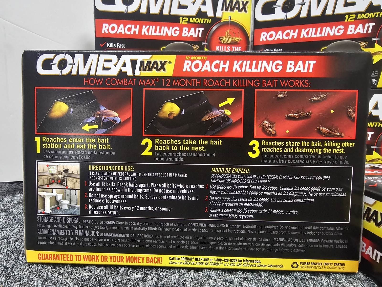 Lot of 6, Combat MAX ROACH KILLING BAIT STATION 18 per box – total 108 stations
