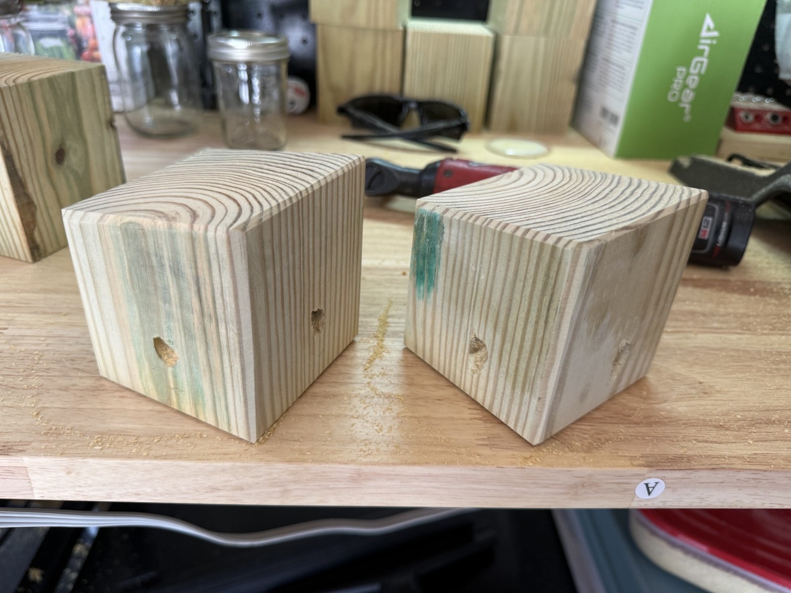 Handmade Set Of 2 Pine Carpenter Bee Traps w/ Jars and DClip Hook Free Shipping!