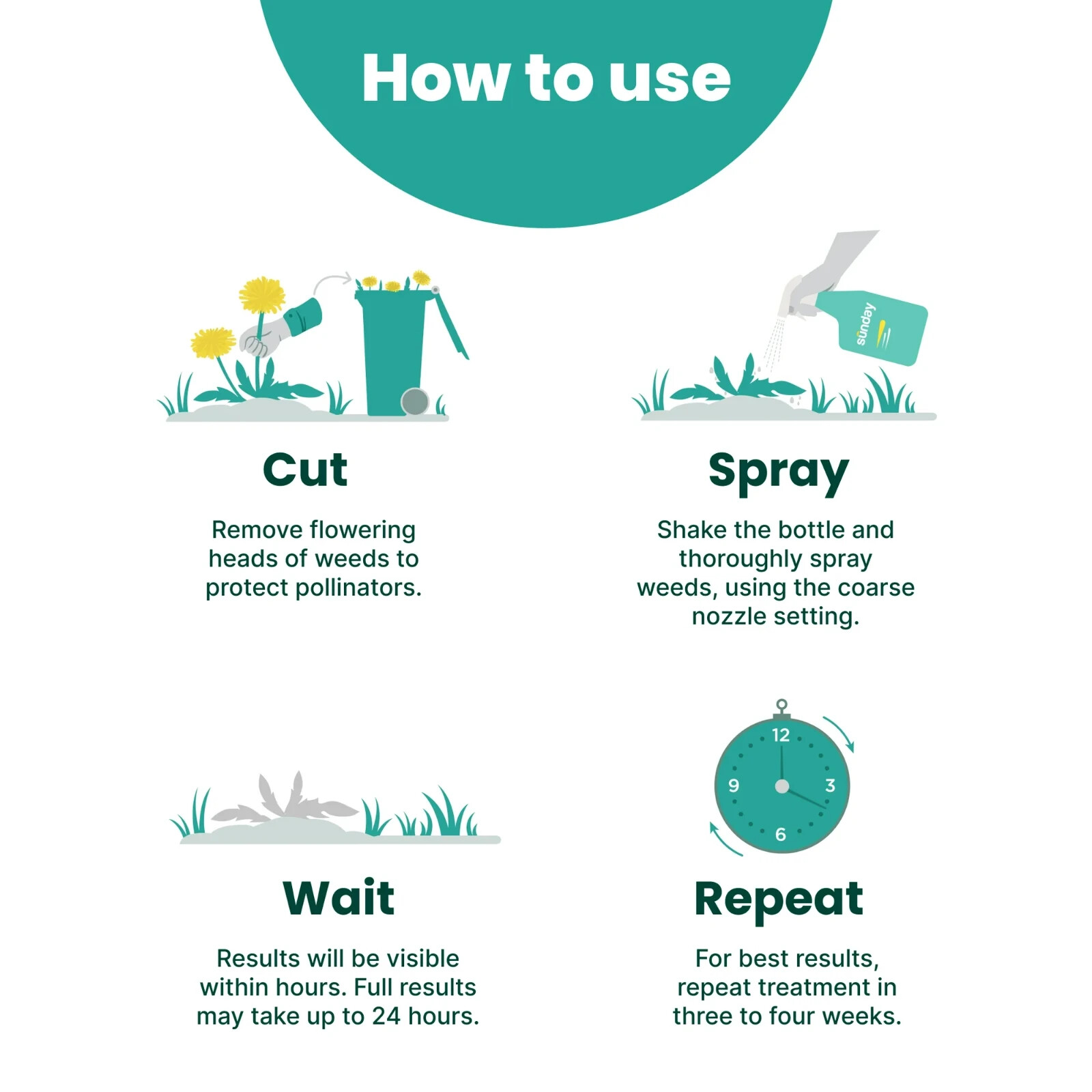SUNDAY Dandelion Doom Herbicide Spot Treatment – Kills Weed Not Lawns! – NEW!