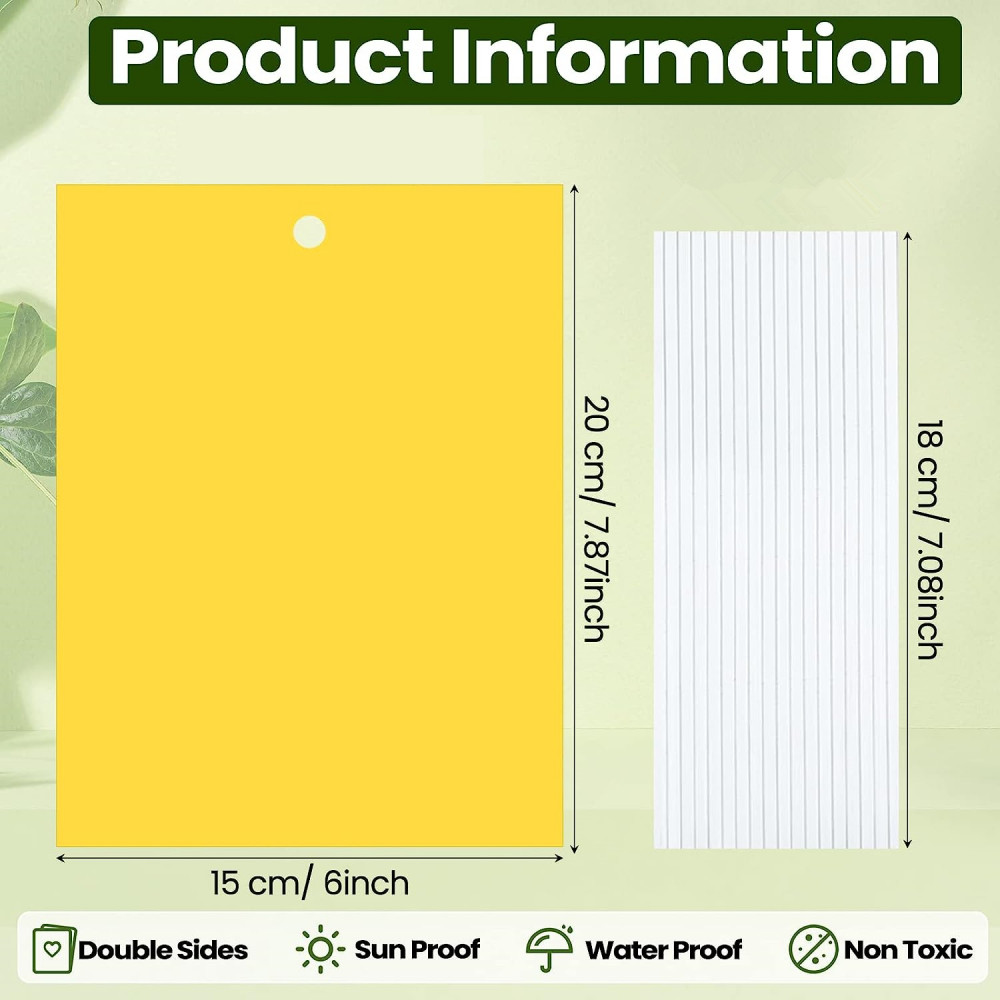 Sticky Fly Trap Paper Yellow Traps Fruit Flies Insect Glue Catcher Pest Control