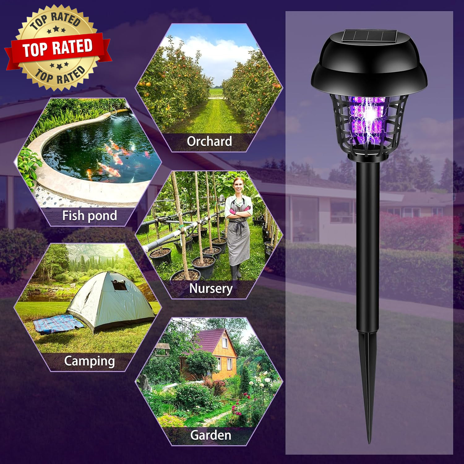 4 Pcs Solar Bug Zapper Waterproof Outdoor Mosquito Zapper Mosquito Killer and Li
