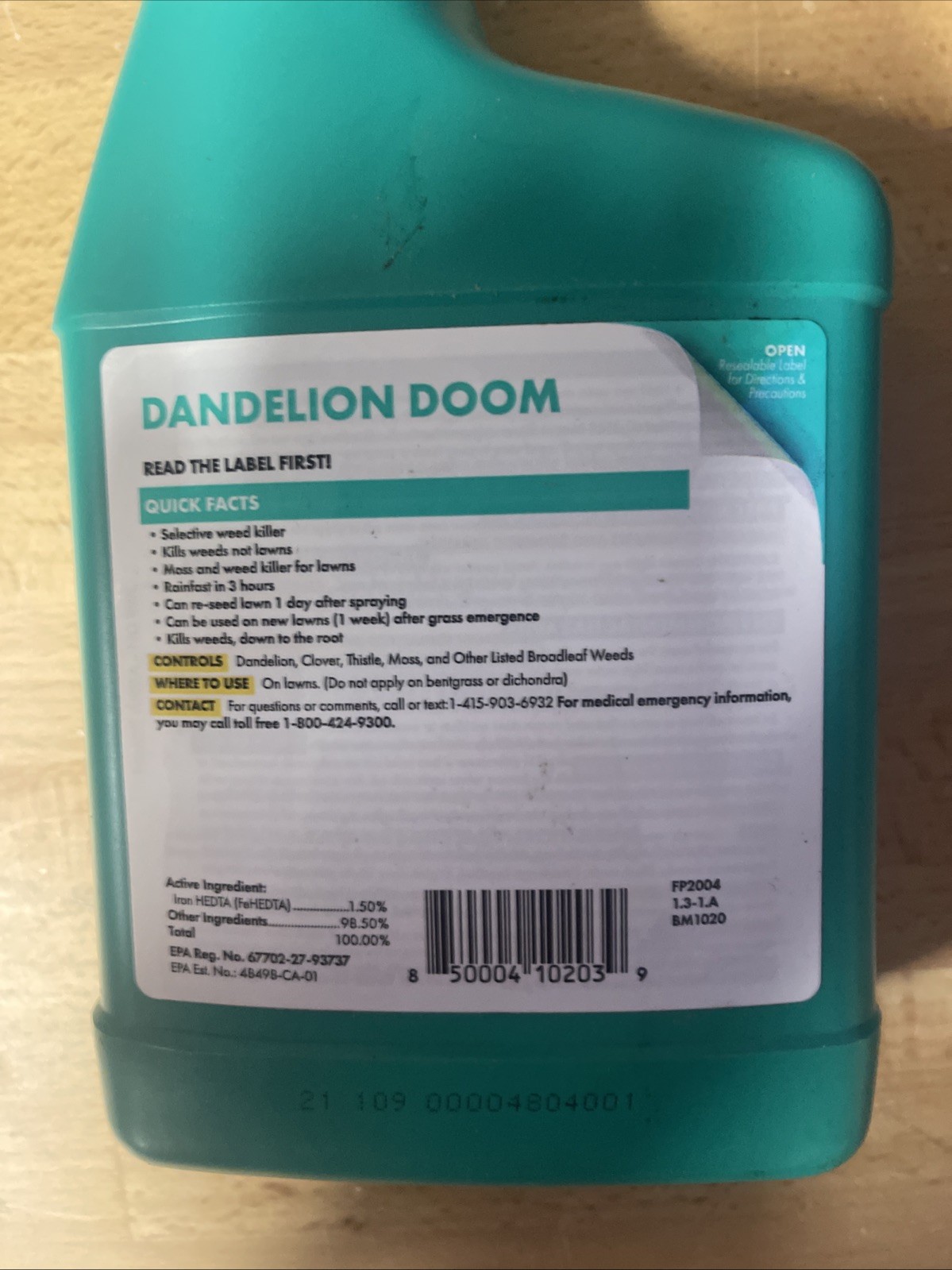 SUNDAY Dandelion Doom Herbicide Spot Treatment – Kills Weed Not Lawns! – 32 Oz.