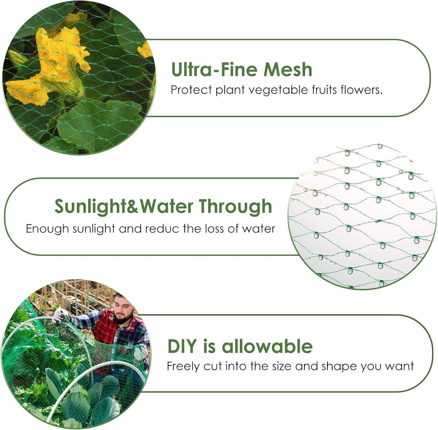UV Resistant Green Polypropylene Garden Netting – 13×20 Ft for Plant Protection