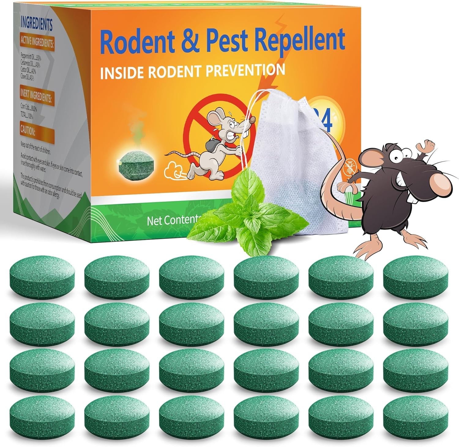 Natural Rodent Repellent Peppermint Sachets 24 Pack Mouse Mice Pest – US