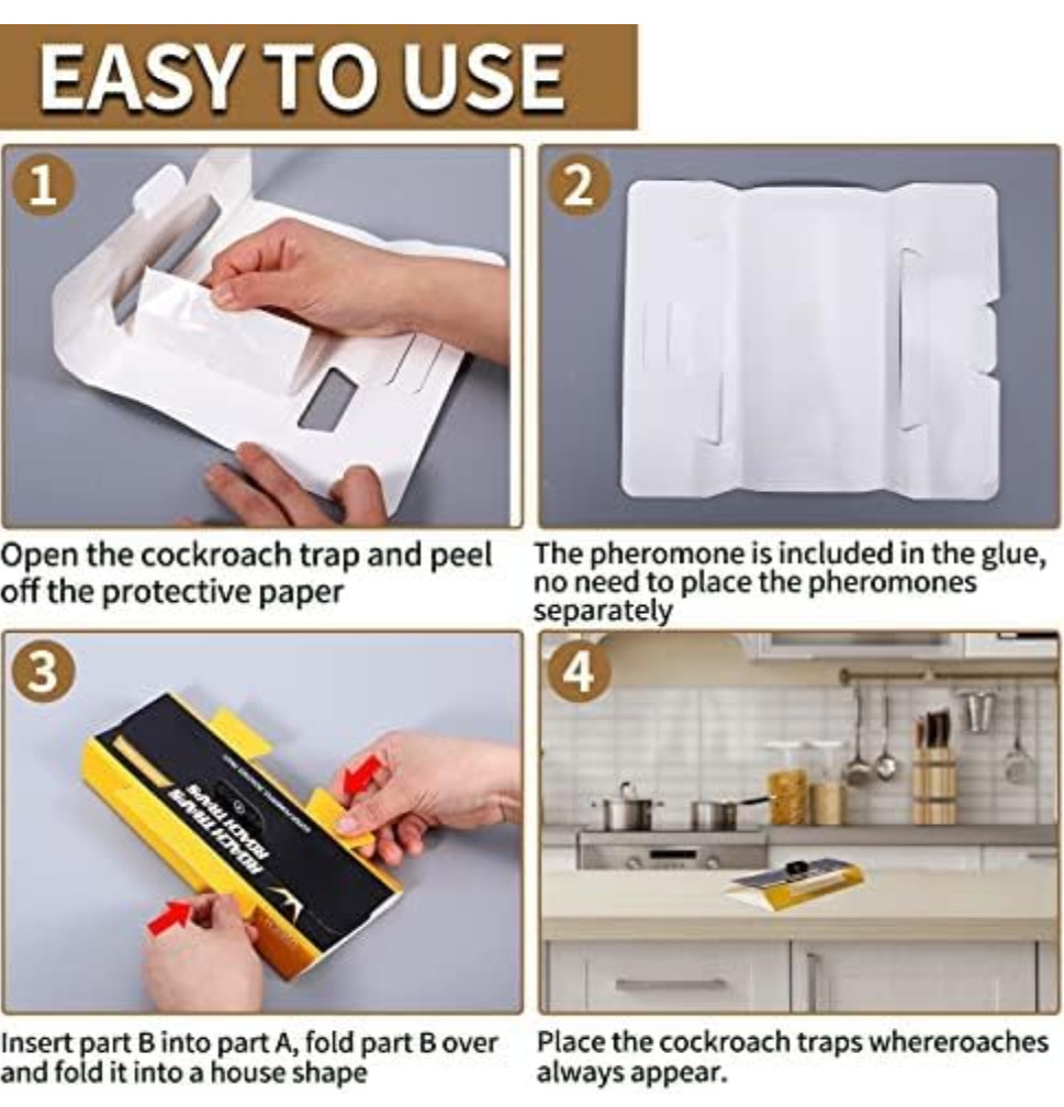 20 Pack Roach Glue Traps Indoor Cockroach Sticky Traps Child Pet Safe