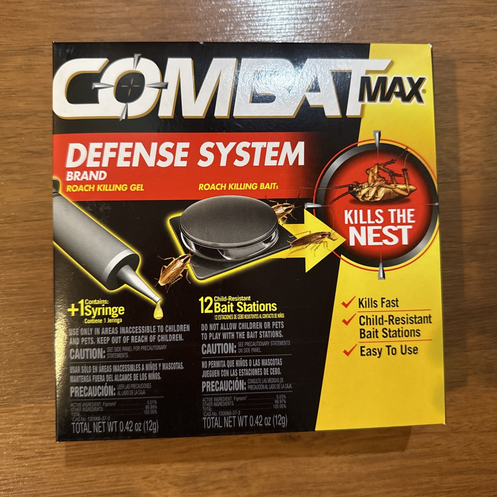 Combat Max Defense System Brand 12 Roach Killing Bait Stations + 1 Gel Syringe