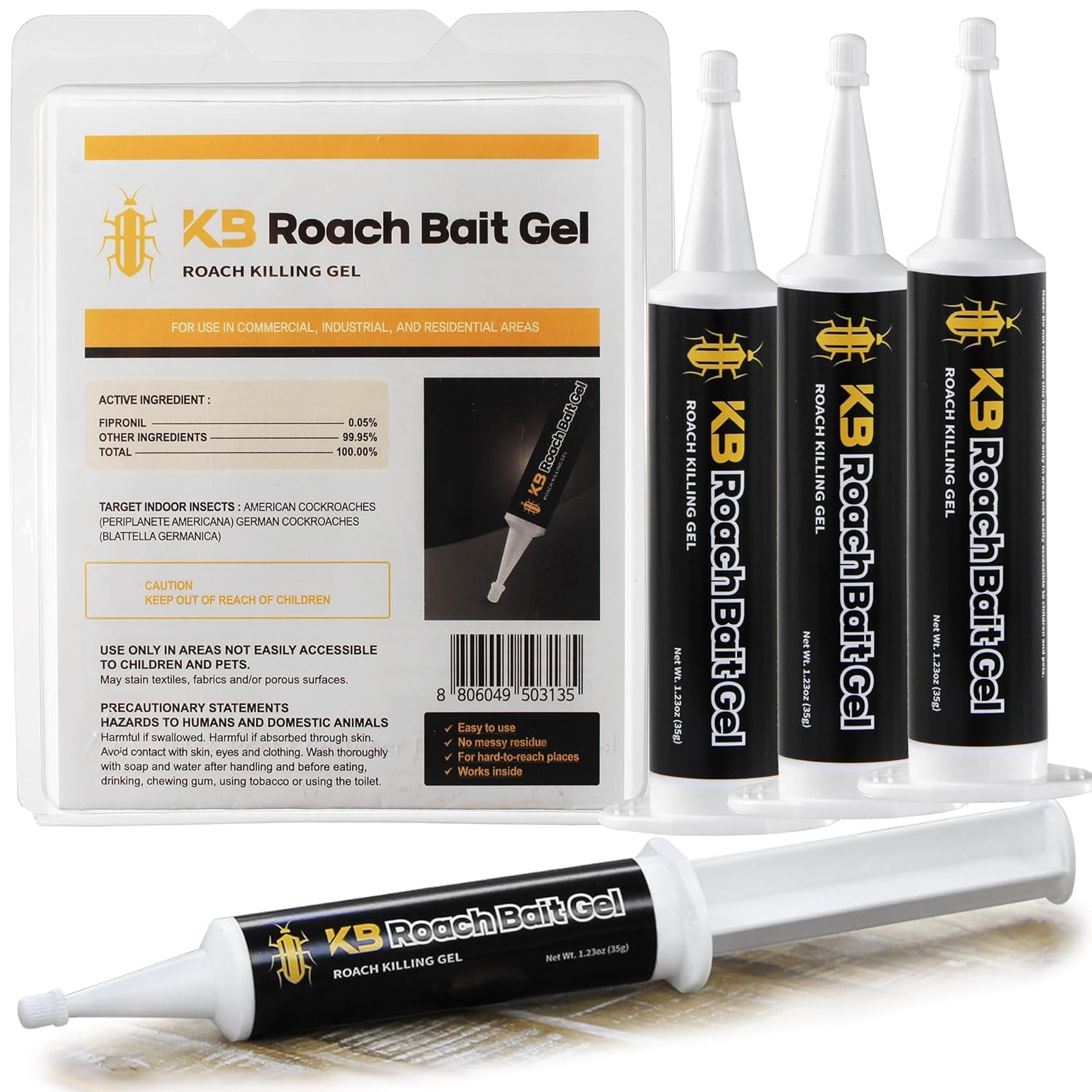 4PCS German Roach Killer Gel Bait Syringes Indoor Cockroach Treatment