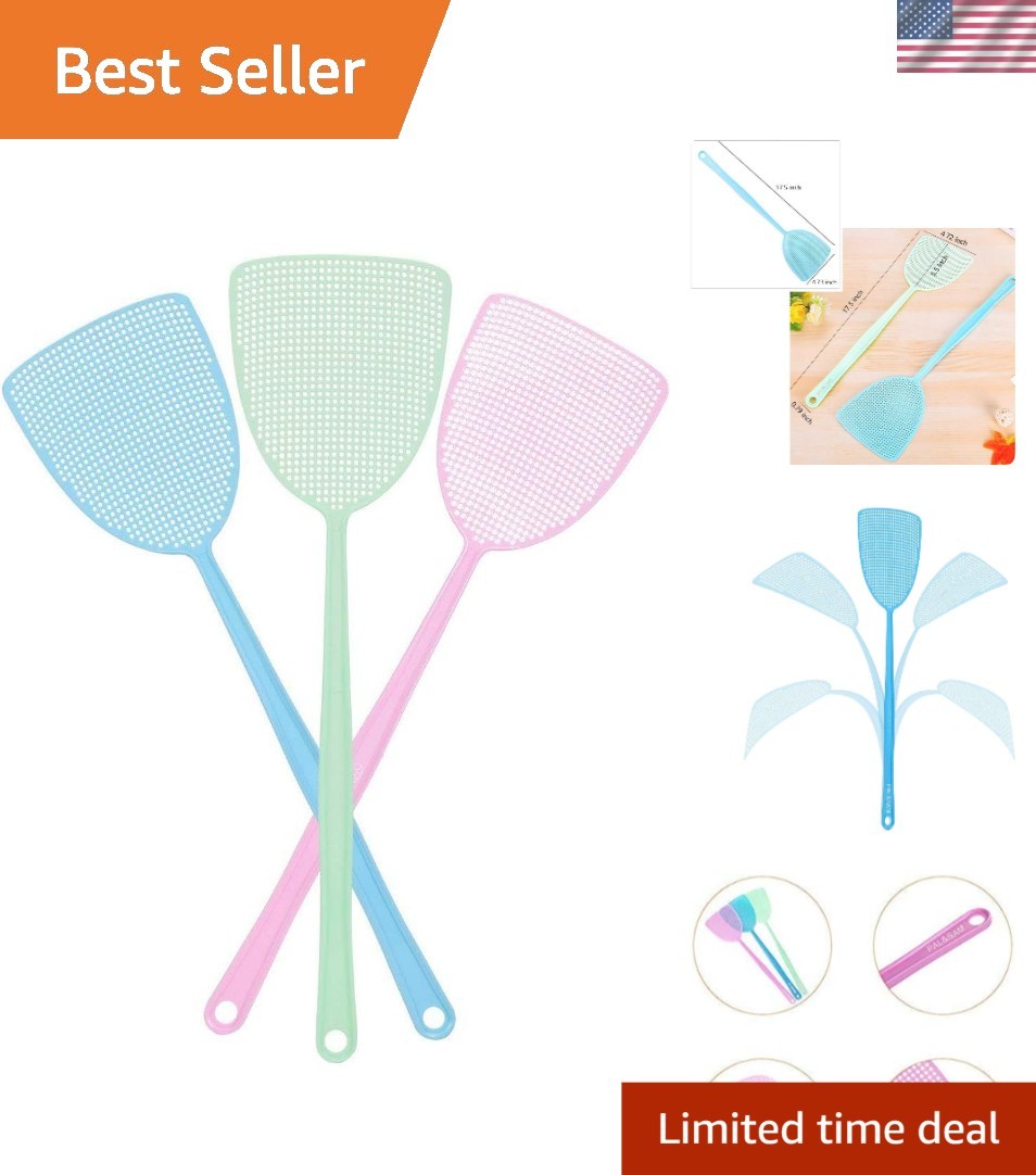 Heavy Duty Fly Swatter Set – 3 Color Assortment for Eco-Friendly Pest Control