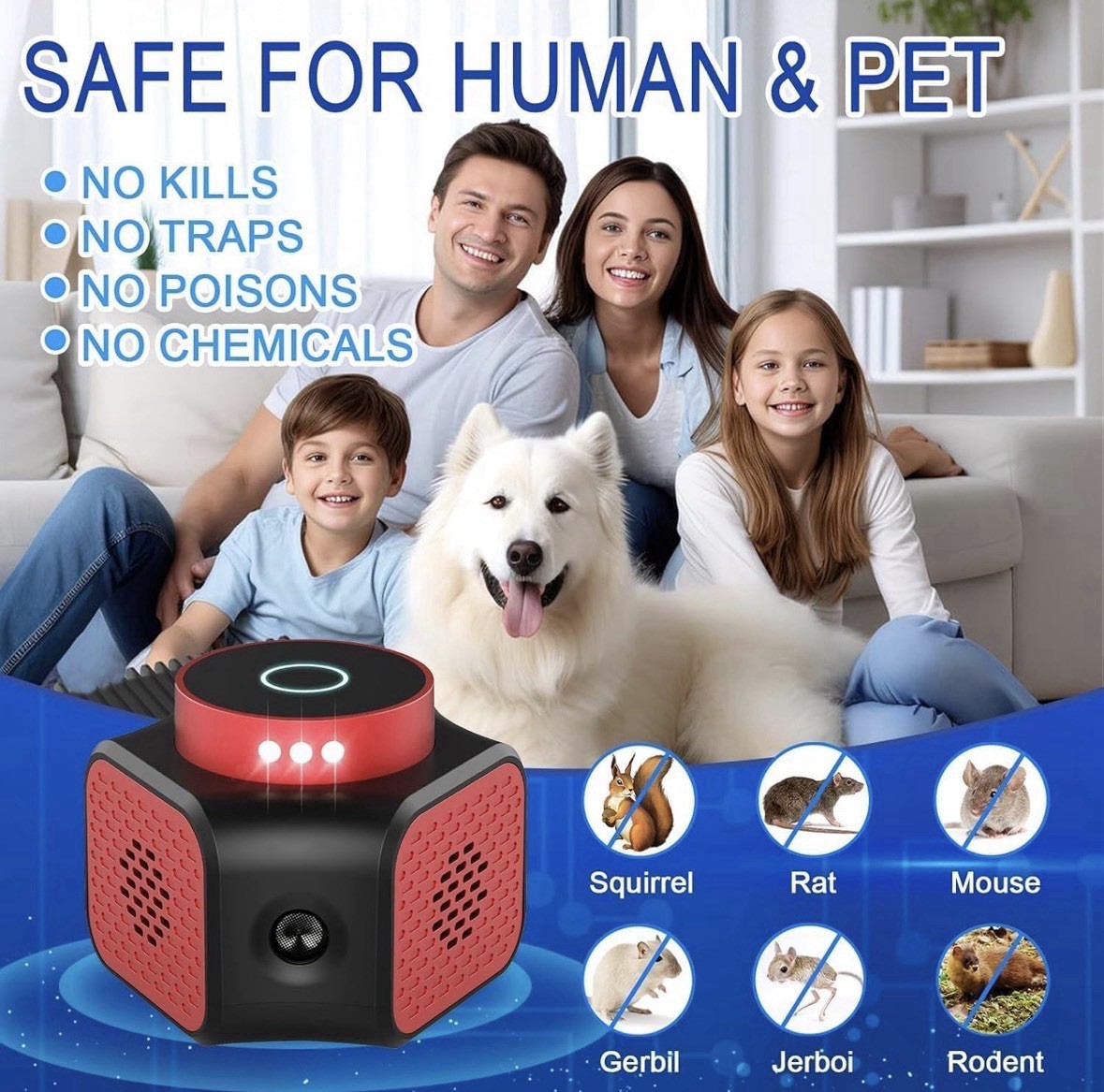 Indoor Rodent Rat Mice Bat Squirrel Pest Repeller Repellent Ultrasonic Plug in