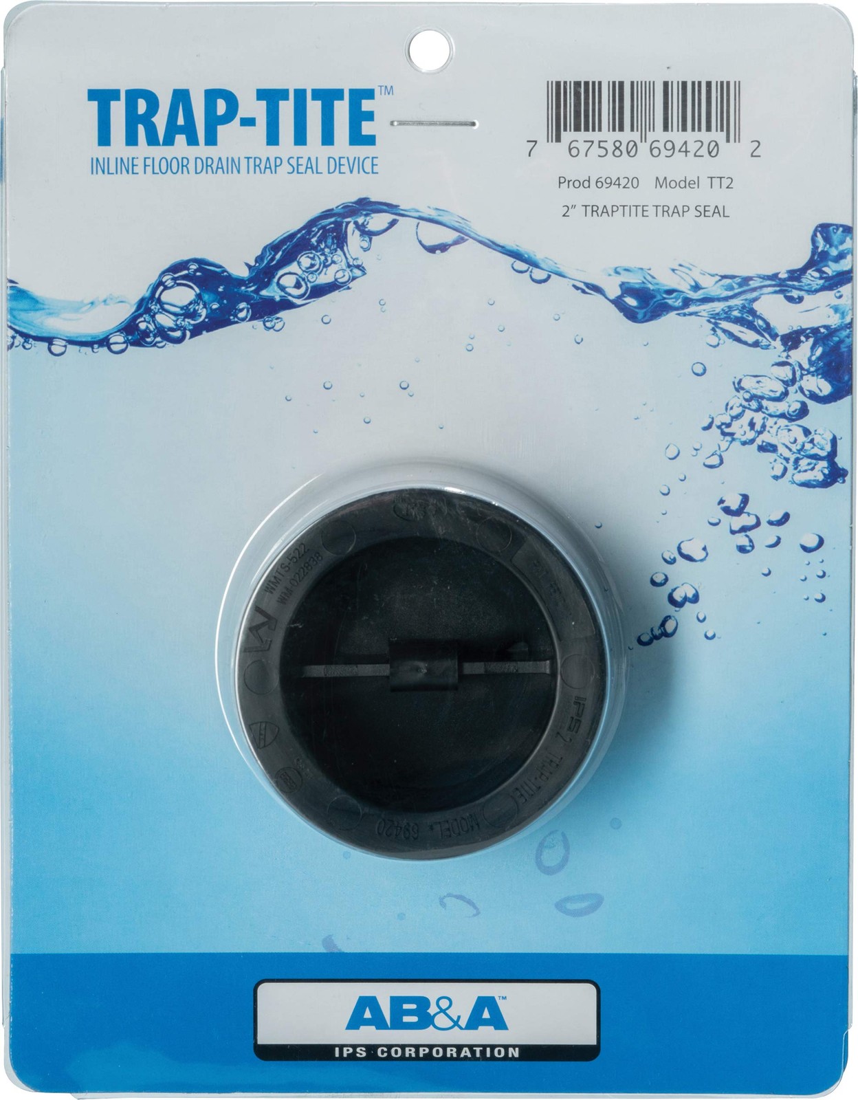 Trap-Tite Floor Drain Trap Seal 2in 69420 Plumbing Fitting Odor Blocker