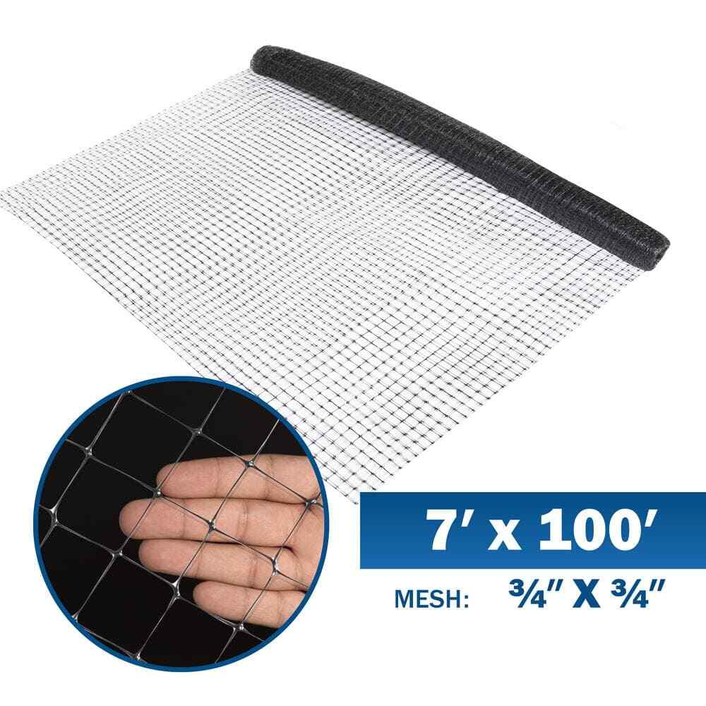 7 ft. x 100 ft. x 3/4 in.. Black Plastic Bird Netting for Vegetable Tree & Fruit