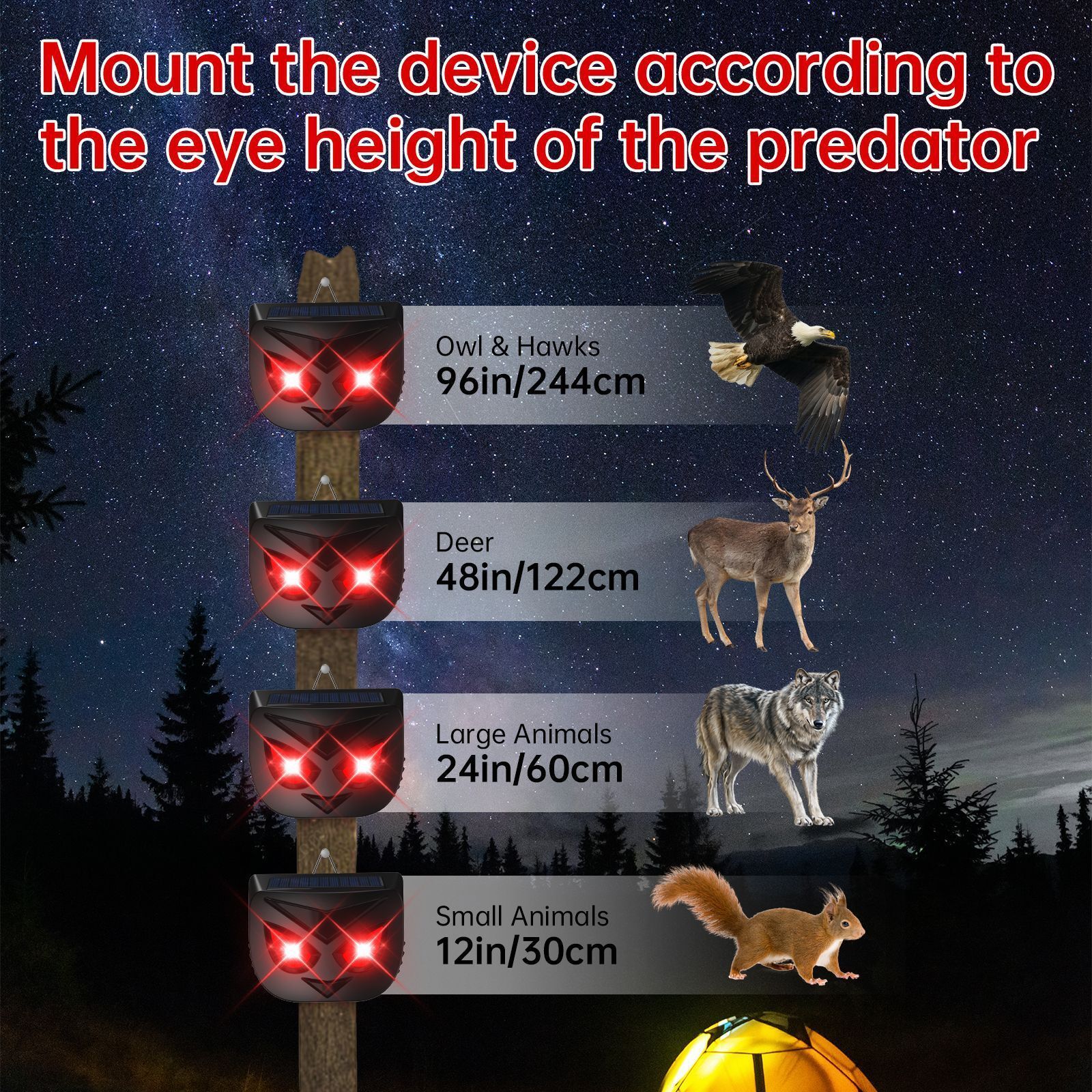 4 Pack Solar Animal Repellers for Outdoor Use