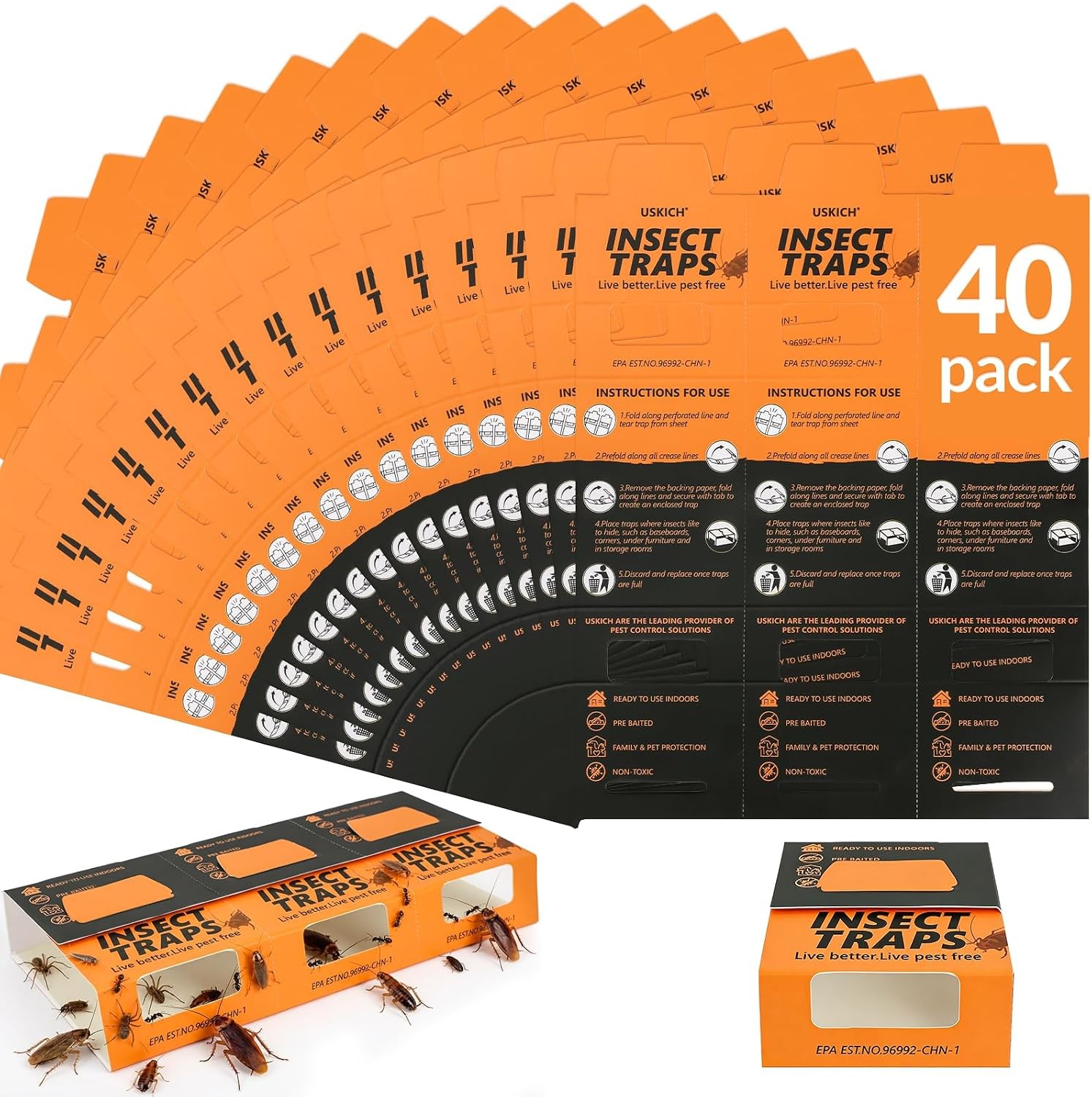 20 Pack Roach Traps Sticky Glue Traps Cockroach Pest Control Indoor Home Safe