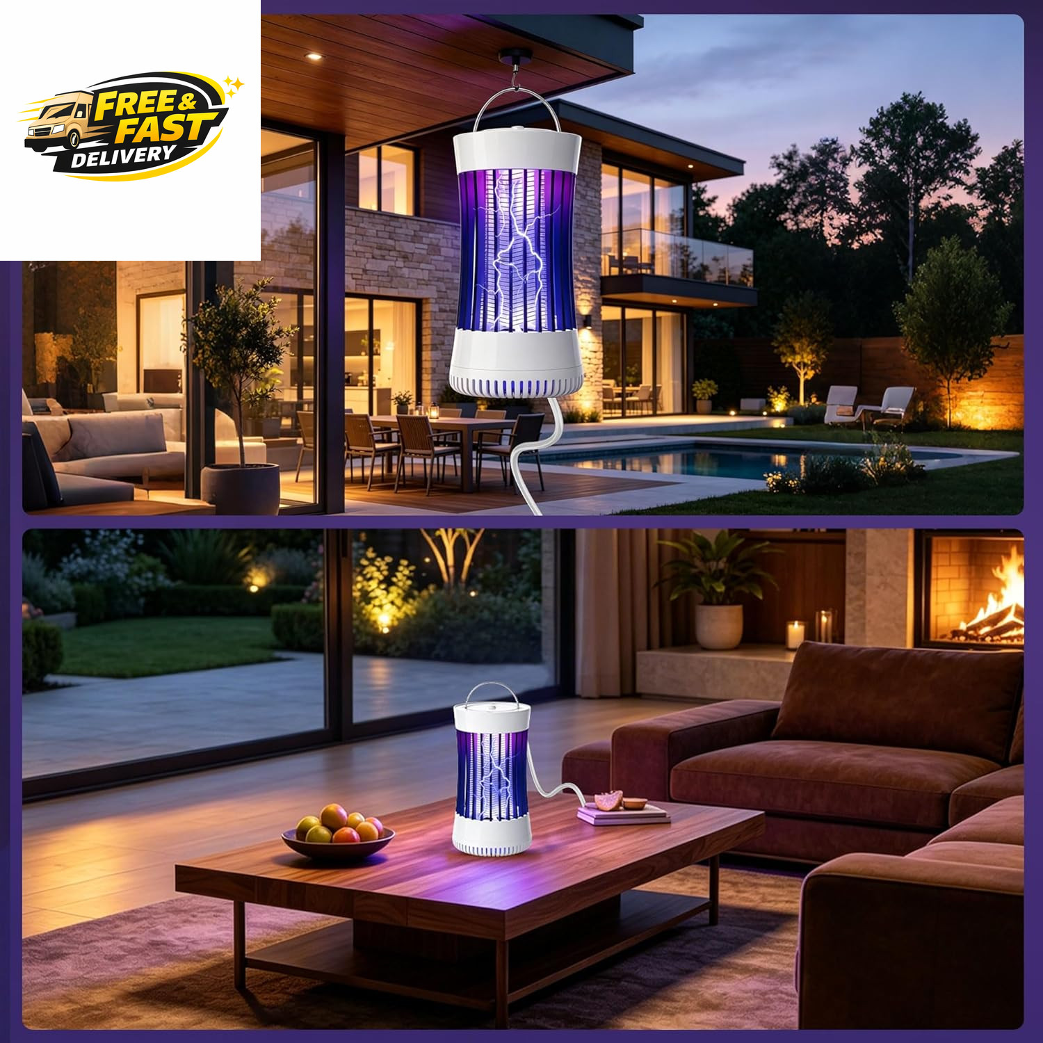 Bug Zapper Indoor, 2 Packs Mosquito Killer with Fan, 1500V Electric Fly Trap, US