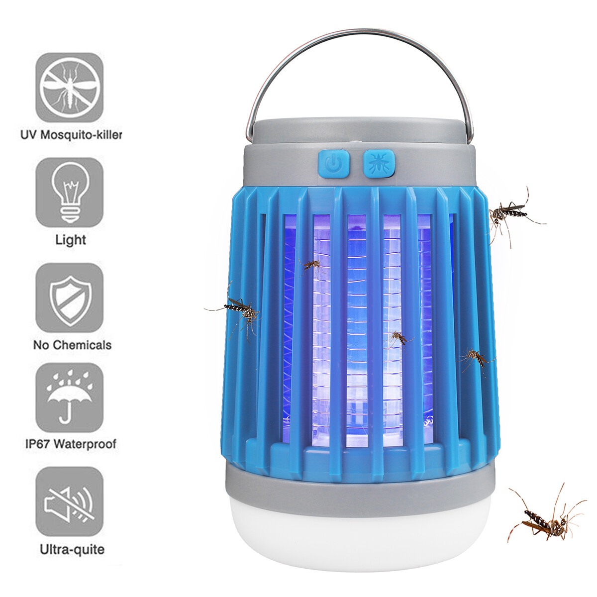 Solar Power Mosquito Killer Lamp Fly Bug Insect Zapper Trap LED Camping Lantern