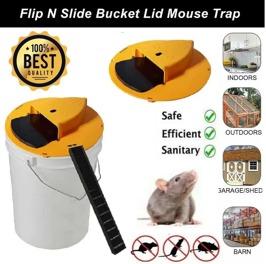 5 Gallon “Flip & Slide” Bucket Trap – Humane Mouse, Rat, Rodent Live Multi-Catch