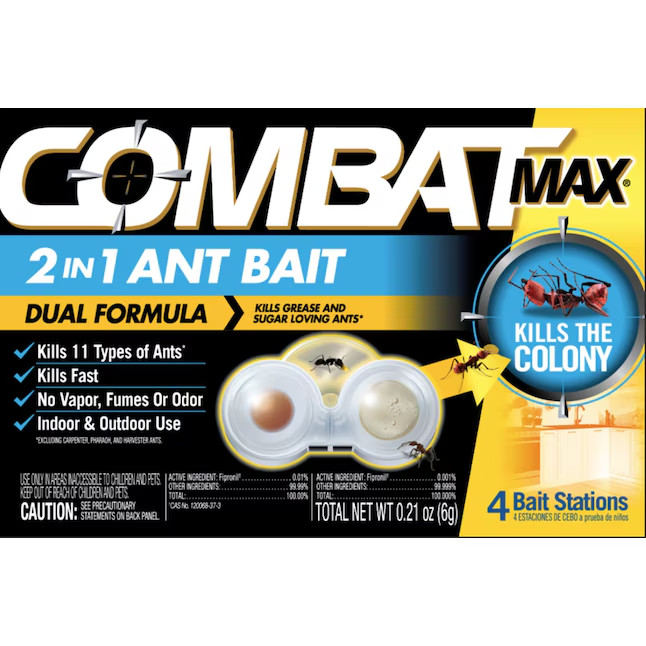 Combat Max 2-in-1 Dual Formula Indoor/Outdoor Ant Bait 4 -Count Ready to use