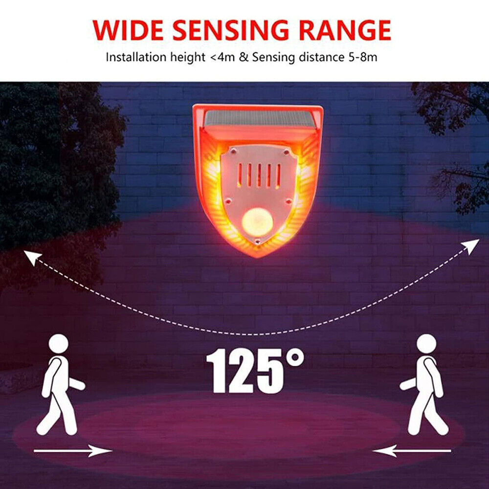 1-4pcs Outdoor Solar Motion Sensor Alarm Lamp Gunshot Sounds & Dog Barking Sound