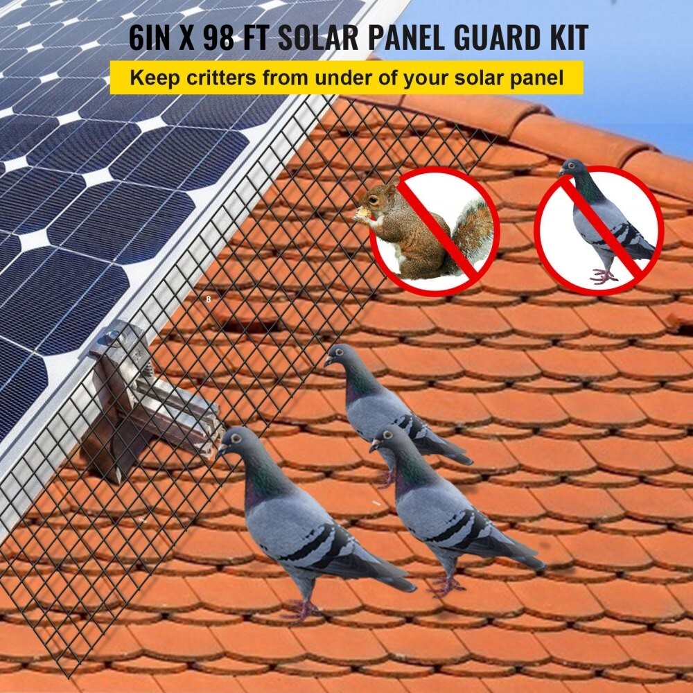 Solar Panel Bird Wire 6 in x 98 ft Critter Guard Roll Kit Removable w/Fasteners