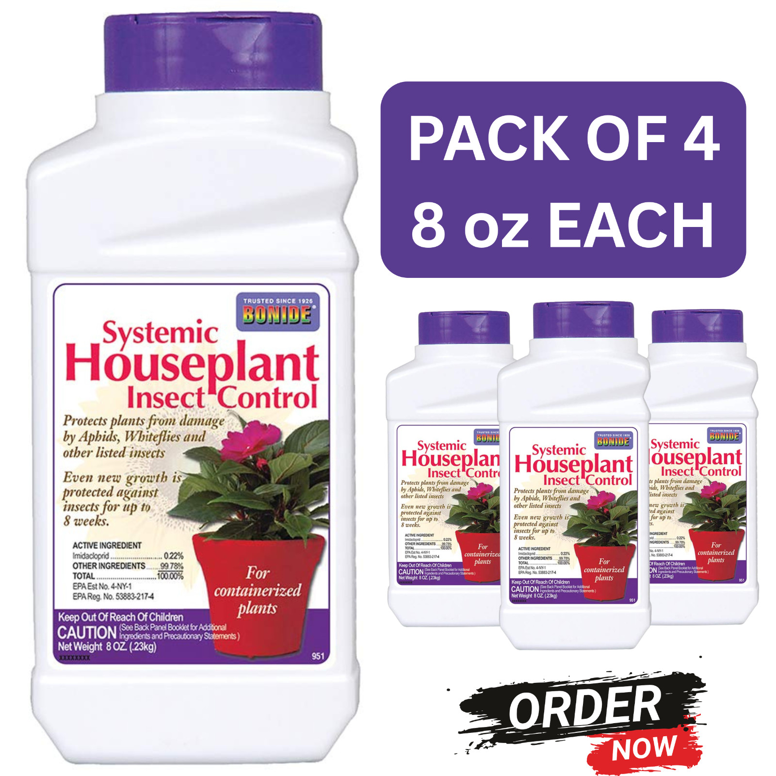 4 Bonide 951 Systemic Houseplant Insect Control Granules RTU 8oz For Indoor