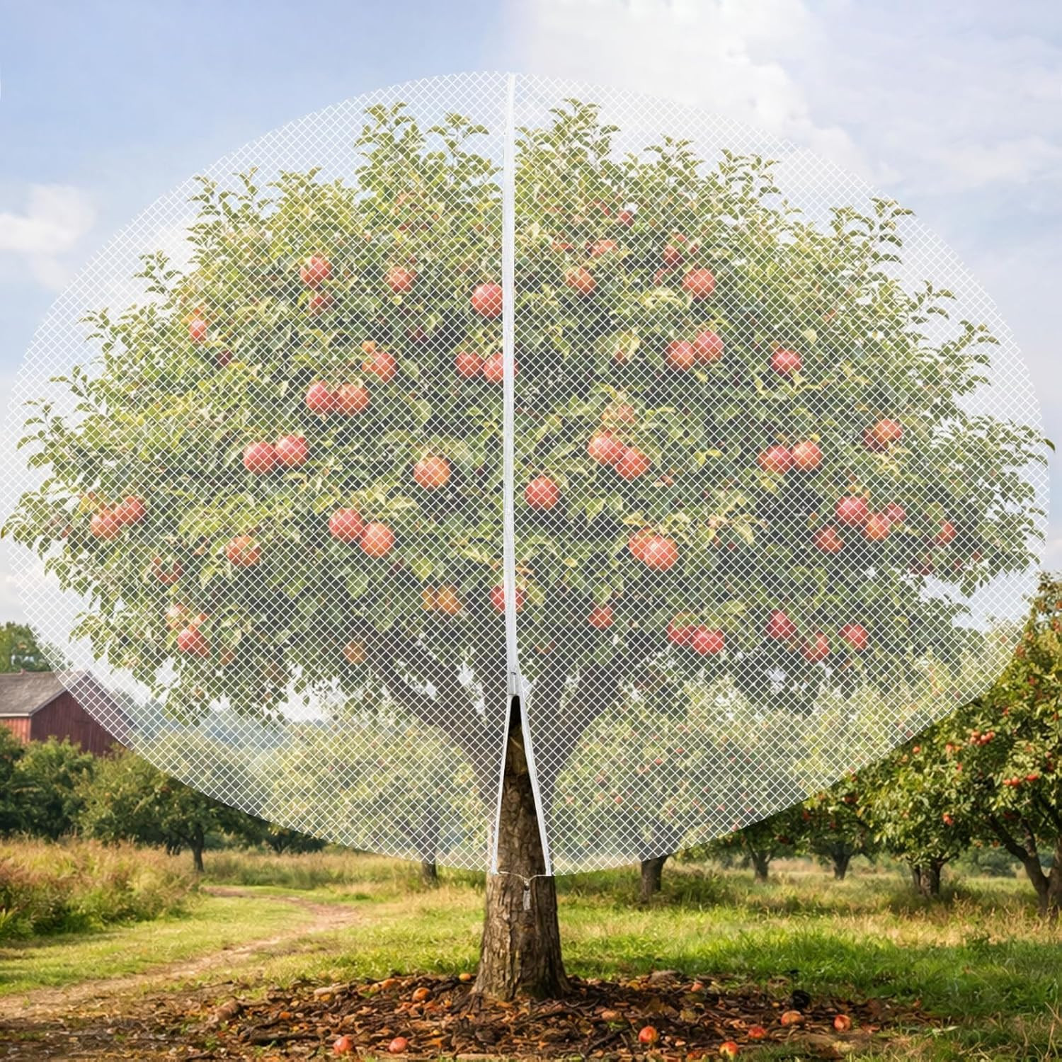 1Pcs 15Ft X 15Ft Extra Large Fruit Tree Netting Cover with Zipper and Drawstring