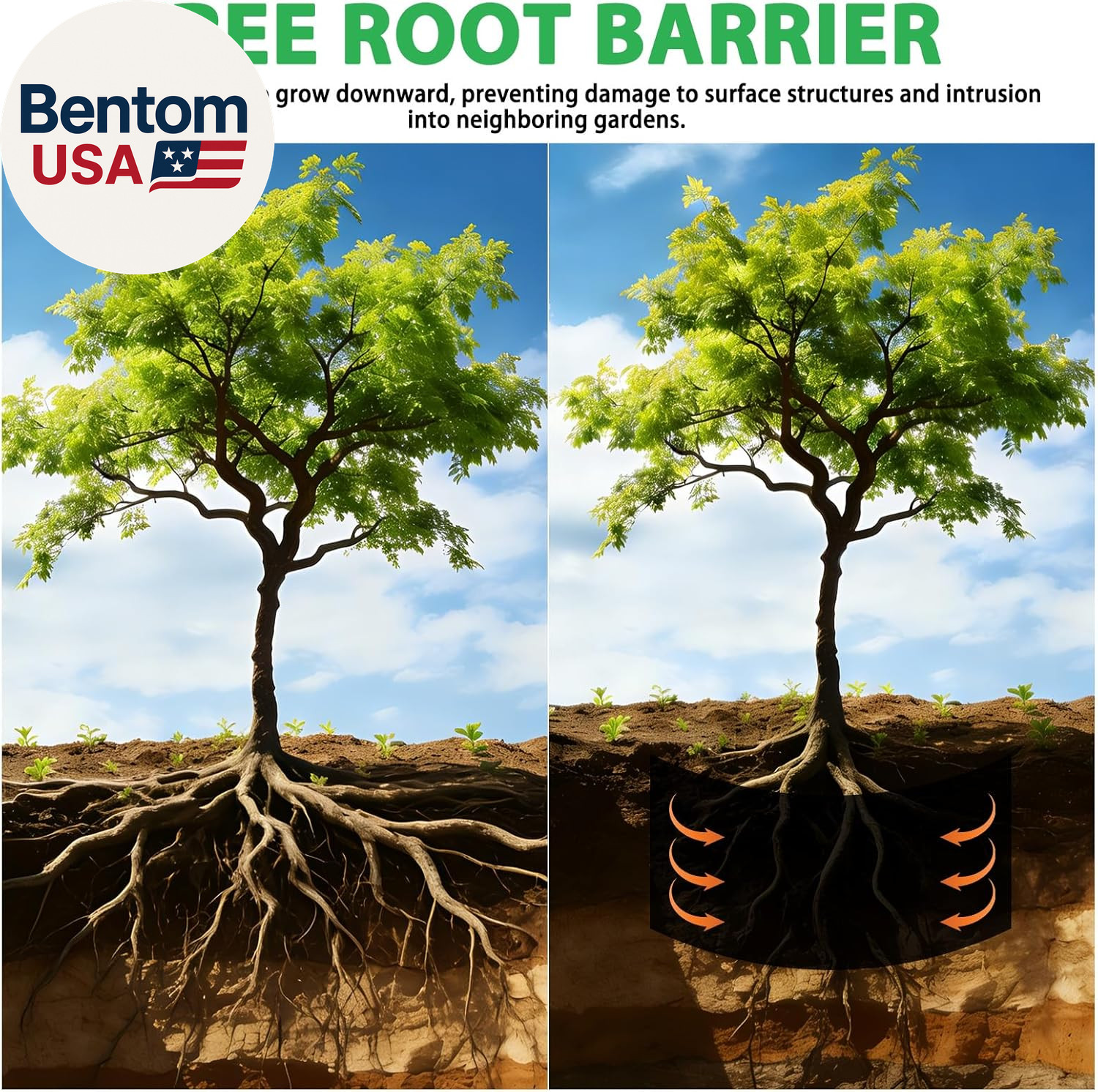 20Ft X 24In X 60Mil Tree Root Barrier, Heavy-Duty Bamboo Root Barrier Weed Block