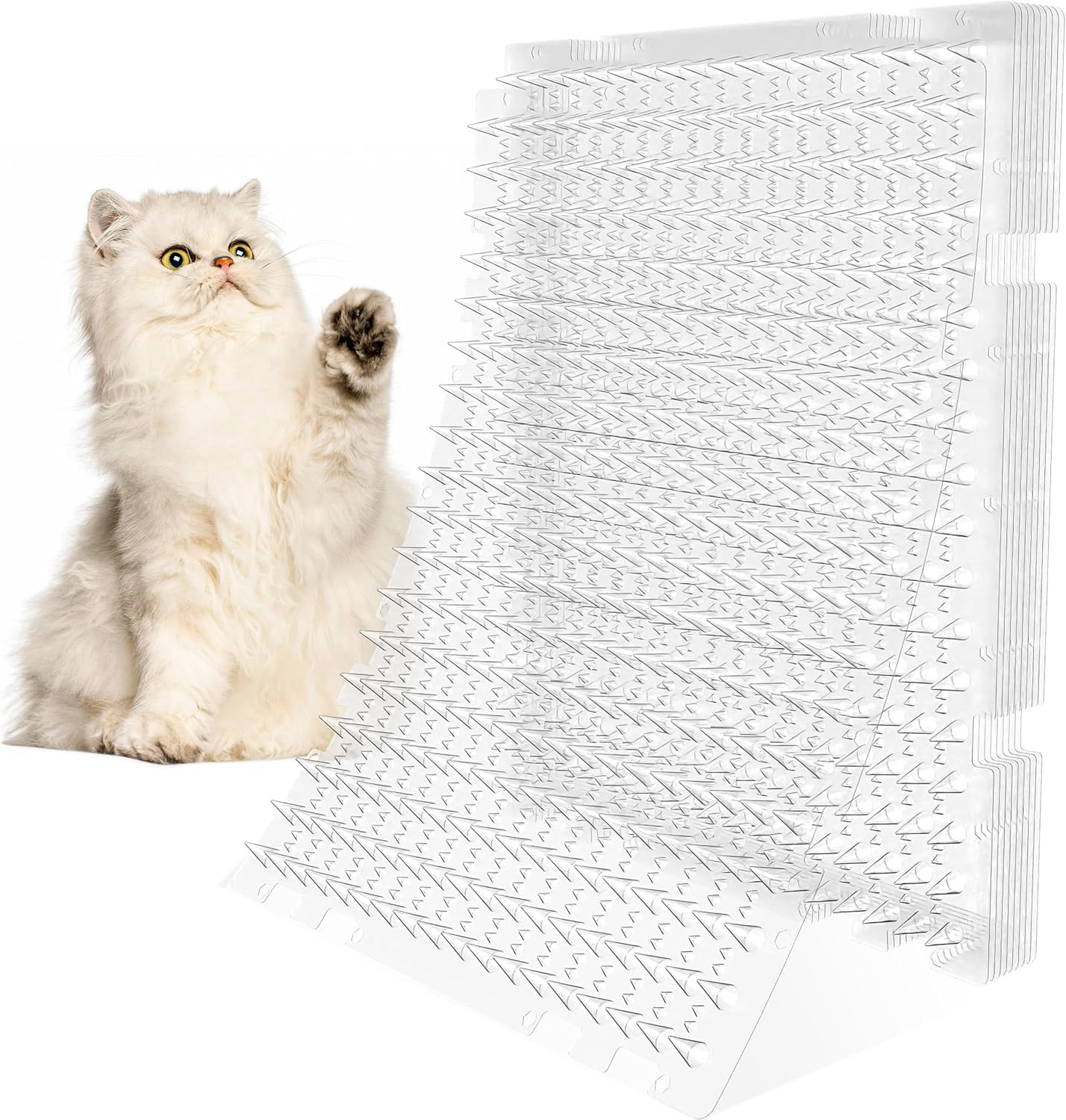 Clear Scat Mat for Cats, 10 Pack 16″ X 13″ Cat Deterrent Mats with 1″ Spikes and
